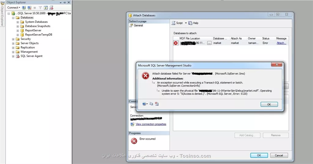 باسلام خدمت دوستان.
من برنامه ام رو روی دسکتاپ ایجاد کردم،وقتی بانکش رو در sql اتچ میکنم مشکلی نداره.ولی وقتی برنامه رو در درایو دیگه ای کپی میکنم و میخوام بانک رو اتچ کنم این خطارو میده:
||https://tosinso.com/files/get/aa773933-8535-4ad1-90b8-91de9871acb6||
مشکل چیه که همین فایل رو در دسکتاپ هست باز میکنه ولی وقتی از درایو attach میشه خطا داره؟
ممنون از راهنماییتون