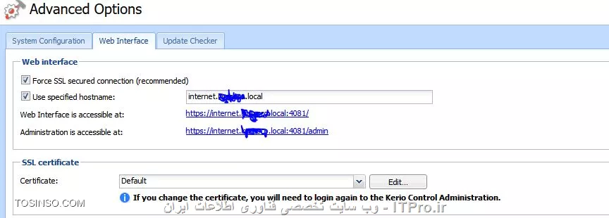 سلام دوستان
بالاخره تونستم کاری کنم که Kerio به یوزرهای AD اینترنت بده و لاگشونم ثبت کنه
فقط الان مشکل اینجاس که بصورت خودکار به صفحه لاگین هدایت نمیشن 
یعنی باید بصورت دستی آدرس کریو رو بزنن و بعد یوزر و پسورد....

<center>
||http://tosinso.com/files/get/1ed49f5c-3e11-4b4b-a7b6-3efa8e79db8c||
<center>
<center>
||http://tosinso.com/files/get/abd89d6c-8dcc-4565-b093-38664abc5270||
<center>
<center>
||http://tosinso.com/files/get/35e85b0b-0a1d-4028-b7e7-266857601e51||
<center>