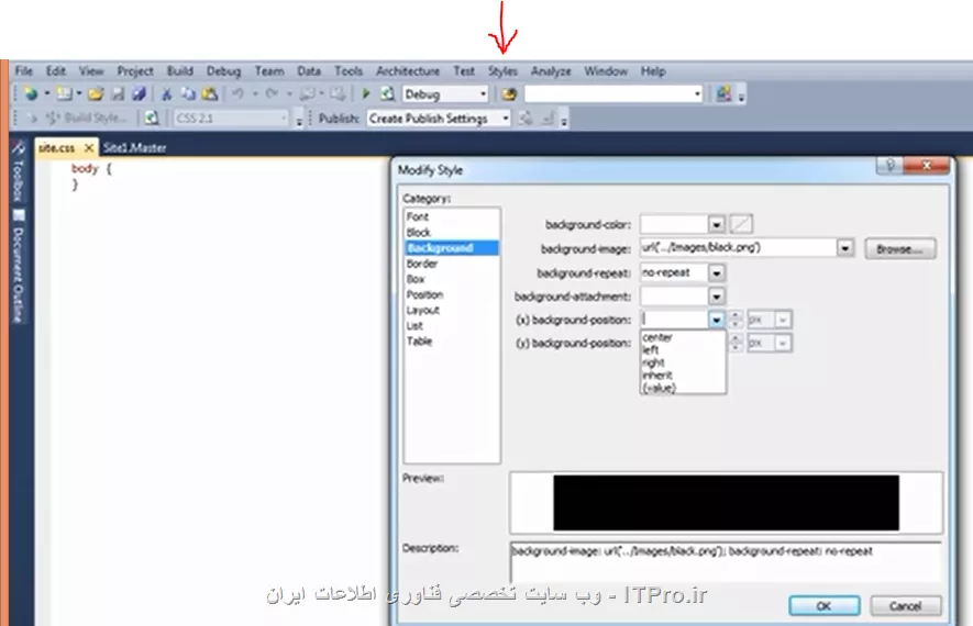 سلام به همه مهندسان عزیز
من قبلا از Visual studio 10 استفاده میکردم وقتی یک صفحه سی اس اس مثلا page.css رو ادد میکردم طبق معمول کلمه body و دوتا { }  برام درمیاد بعد در منوی بالا مطابق شکل زیر  تب Styles داشتم یا روی صفحه کلیک راست و build style رو انتخاب میکردم که صفحه modify style دربیاد
الان در نسخه های جدید این گذینه در صفحه مربوط به کدهای css وجود نداره .من الان از نسخه 2017 استفاده میکنم .راه حلی هست برای این موضوع یا اینکه مجبورم به صورت 
دستی کد بنویسم؟!

2010

||https://tosinso.com/files/get/ac5485b2-8d8f-498a-adeb-22d104ad20a1||

2017

||https://tosinso.com/files/get/a5d9b6cb-4146-4b81-8bb4-43d9efb45808||