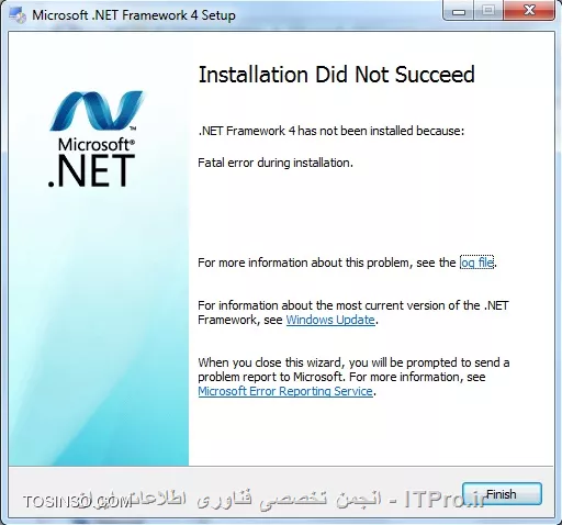 با سلام خدمت اساتید محترم

من چند وقت پیش ویندوزم رو آپدیت کردم( Windows 7 64bit) و بعد از اون یکی از برنامه هام که پیش نیاز نصبش framework4 هست موقع گزارش گیریش error میده.بعد که اپدینارو دیدم فهمیدم که frameworke 4.5 نصب شده و بعد اونو پاک کردم و میخوام مجدد ورژن 4 رو نصب کنم خطا میده.
من عکس خطا و log file رو میذارم ممنون میشم راهنمایی کنید
||http://tosinso.com/files/get/ac71c3df-ecba-410b-baa4-2b5f13ef8c69||

<ltr>
<left>
OS Version = 6.1.7601, Platform 2, Service Pack 1
OS Description = Windows 7 - x64 Ultimate Edition Service Pack 1
CommandLine = C:\b8744bc04b927d5b34\\Setup.exe /x86 /x64
Using Simultaneous Download and Install mechanism
Operation: Installing
Package Name = Microsoft .NET Framework 4 Setup
Package Version = 4.0.30319
User Experience Data Collection Policy: Disabled
Number of applicable items: 11
Exe (C:\b8744bc04b927d5b34\SetupUtility.exe) succeeded.
Exe Log File: dd_SetupUtility.txt
ServiceControl operation succeeded!
ServiceControl operation succeeded!
Exe (C:\b8744bc04b927d5b34\Windows6.1-KB958488-v6001-x64.msu) failed with 0x240006 - (null).
Exe (C:\b8744bc04b927d5b34\SetupUtility.exe) succeeded.
Exe Log File: dd_SetupUtility.txt
MSI (C:\b8744bc04b927d5b34\netfx_Core_x64.msi) Installation failed. Msi Log: Microsoft .NET Framework 4 Setup_20150715_092709730-MSI_netfx_Core_x64.msi.txt
Final Result: Installation failed with error code: (0x80070643), Fatal error during installation.  (Elapsed time: 0 00:00:20).
<left>
<ltr>