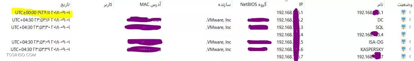 اکثر NTP ساعت رو بر اساس گرینویچ به شبکه میشه.


سیستم میاد باتوجه به موقعیت مکانیش زمان رو برای خودش تنظیم می کنه

NTP سرور چی هست ؟ من از DIGIBOX استفاده میکنم.


||https://tosinso.com/files/get/acd71dae-52fe-4fd9-a19a-452fa3a34bdc||

ردیف اول سرور ESXi ما هست. که ساعتش روی 0:00 تنظیم شده و ردیف های بعدی روی +4:30






