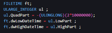 Create a FILETIME variable