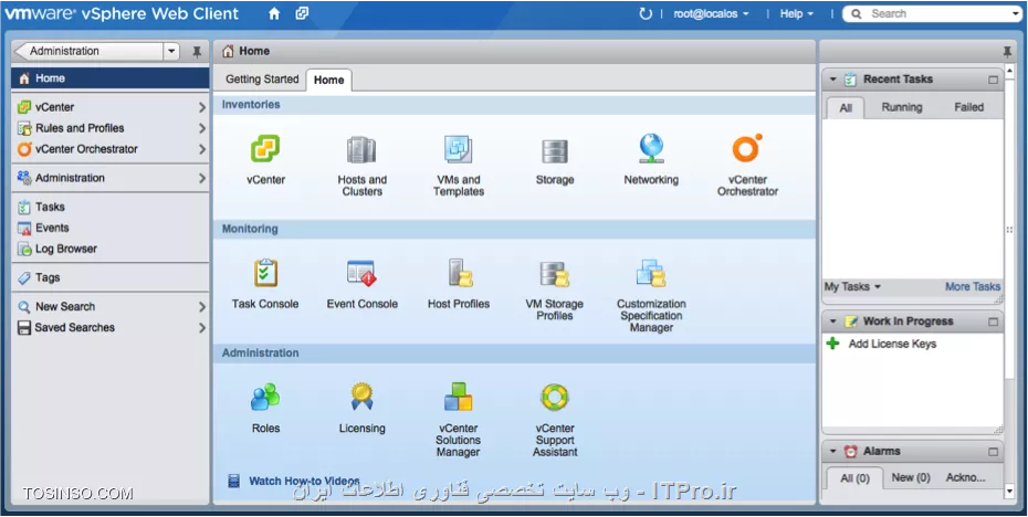 تصویر محیط VCenter تحت وب