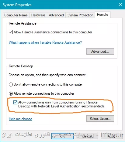 ویندوزه
روی allow remote هست چون وارد میشه یوزر پس هم درست میزنم ولی این پیغام ظاهر میشه
موردی که آقا نیما گفتن مشکل همینه، چون این سیستم قاعدتا وارد لیست نشده ،درنتیجه حتما باید اکونت توی لیست باشه؟

||http://network.tosinso.com/files/get/ae80bdf0-3b0e-4cfc-99a3-a05429a661c0||

ببخشید این مورد برای چیه؟
