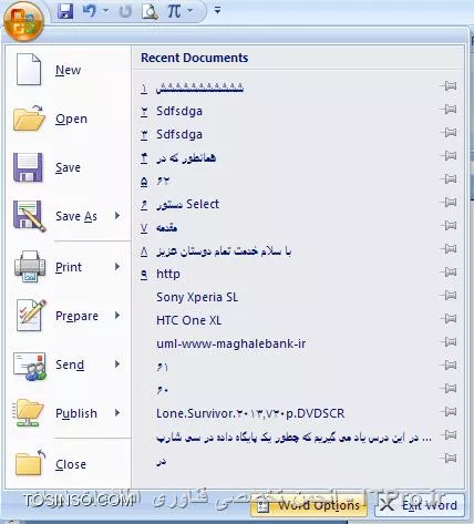 ||http://tosinso.com/files/get/66695c99-2052-48b6-8afa-b602cdf2afda||
! کوچک و بزرگ کردن حروف
حنماً میدانید زبان انگلیسی دارای دو نوع حروف است (کوچک و بزرگ) اگر در محیط Microsoft Word متنی دارید که تماماً با حروف کوچک است ولی ما میخواهیم اول تمام این کلمات به صورت بزرگ باشد و مابقی کوچک مثلا:
<ltr>
My Name Is Farhad Khanlari And I Love Itpro
<ltr>
برای این منظور کافی است پس از Select کردن متن از کلید های ترکیبی *Shift+F3* استفاده نمایید .
ضمناً این کلید ترکیبی را اگر دو بار پشت هم اجرات کنید تمام حروف بزرگ را به حروف کوچک و تمام حروف کوچک را به بزرگ تبدیل میکند .

||http://tosinso.com/files/get/fc4ce277-5953-417a-93f4-f6656c36388d||
! جداسازی تصویر از متن
حتماً براتون پیش اومده که یه متن زیاد دارای عکس های متعددی هست و میخوایید تمام عکس هاش رو جداگانه داشته باشید.
اگر فایل ورد شما ترکیبی از متن و تصویر است، میتوان متن را از تصویر جدا کرده و هر دو را به صورت جداگانه در اختیار داشته باشید.
ابتدا منوی اصلی نرم افزار ورد را باز نمایید(سمت چپ بالا)
 
سپس از قسمت save گزینه Other formats را انتخاب نمایید مطابق تصویر زیر
||http://tosinso.com/files/get/7da0f763-aa5a-4f21-b27d-e74e9f561e1b|| 
از قسمت save as type که نوع فورمت ها می باشد گزینه Web pages را انتخاب نمایید. 
و با نام مورد نظر فایل را save کنید
سپس به پوشه‌ای که فایل خود را در آن ذخیره کرده‌اید، بروید.

! طریقه نوشتن فرمول‌های ریاضی
حتماً برای دانشجویان و اساتیدی که دنبال این هستند که فرمول ریاضی خود را به صورت فایل ورد تمیز و خوانا تایپ نمایند این روش به کار خواهد آمد
ابتدا منوی اصلی نرم افزار ورد را باز نمایید(سمت چپ بالا)
 ||http://tosinso.com/files/get/aeca45c8-21be-4b2d-9255-f8e57ccdfe3b||
در پنجره‌ جدید همانند تصویر customize را انتخواب سپس سربرگ Commands را زده و Insert‌ Tab را انتخواب کنید
سپس Equation را select کنید و در نهایت add را بزنید
||http://tosinso.com/files/get/1ac36890-7417-44cf-941b-8d90769a6a60||

! بر طرف کردن مسدود شدن فایل ها در office 2013
اگر در office2013 با مشکل باز شدن فایل‌ها مواجه شده‌اید میتوانید به سادگی فایل های مسدود شده خود را باز نمایید
برای این منظور روی فایل مسدود شده راست کلیک و properties را انتخاب کنید از پنجره باز شده جدید ok را نتخاب نمایید. تا دیگر با پیغام خطای باز کردن فایل برنخورید.
 ||http://tosinso.com/files/get/92745597-6dec-492d-9617-7f99bc49e512||
اگر چندین فایل شما مسدود شده است از روش زیر استفاده کنید
اول نرم افزار مورد نظر را از مجموعه‌ی آفیس اجرا کنید. سپس Option را از منوی File انتخاب کنید در نهایت سپس Trust center را بزنید.
 بر روی دکمه‌ی Trust center setting کلیک نمایید.
||http://tosinso.com/files/get/cd414701-b077-496d-9aab-c09e360b0b1c||
Trusted locations را انتخاب کرده و جهت اضافه کردن یک مسیر جدید بر روی دکمه‌ی Add new location کلیک کنید.
ضمناً ، در قسمت Path می‌توان مسیر مورد نظرتان را وارد کنید و Ok کنید


نویسنده : فرهاد خانلری 
منبع : انجمن تخصصی فناوری اطلاعات ایران 
هرگونه نشر و کپی برداری بدون ذکر منبع و نام نویسنده دارای اشکال اخلاقی می باشد 