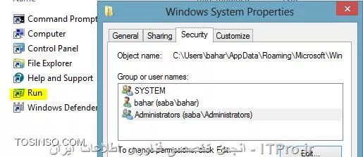 چرا در صورتی که به user  بر روی run دسترسی (permissons) بدید میتونید با دسترسی admin  از run استفاده بکنید برای این کار طبق شکل بر روی run راست کلیک بکنید و پروپرتیز بگیرید و در تب security کاربر مورد نظر رو که میخواهید دسترسی کامل به run داشته باشه رو معرفی بکنید
||http://icdl.tosinso.com/files/get/b18d6af0-435f-4387-8e7c-6246da7f23e2||
بعد edit روبزنیدو user رومعرفی کنید
||http://icdl.tosinso.com/files/get/50a56f97-aff5-4f0c-aac0-61b295423467||

||http://icdl.tosinso.com/files/get/247afd04-bbd7-47eb-bd8b-d092a648daae||

ودر نهایت هر نوع دسترسی که میخواهید به کاربرتون بدید.
