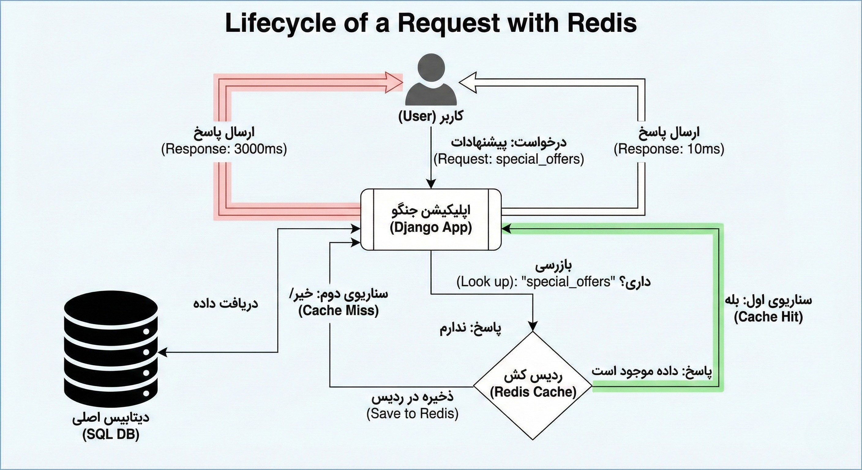 چرخه حیات یک درخواست با ردیس