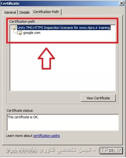 شکل دهم : مشاهده سلسله مراتب صدور Certificate توسط HTTPS Inspection