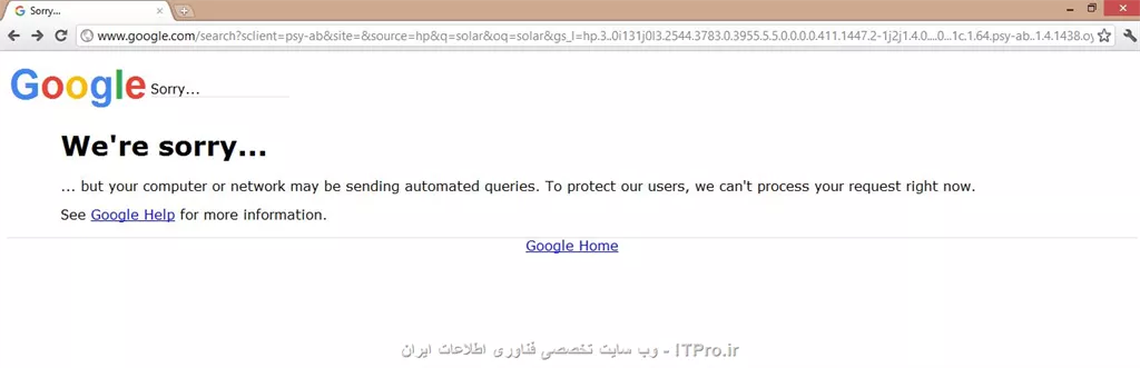 سلام : تو شرکت یه روتر میکرویک داریم pppoe server راه انداختیم و کاربرها با کانکشن pppoe به اینترنت وصل میشن مشکلی که پیش امده اینه که هر کاربر تو هر مرورگر google را باز میکنن ولی هر چی سرچ میکنن این اررور را میدهد (اررور تو عکس می باشد)||http://tosinso.com/files/get/b44b2237-0356-483b-8adc-23bae3d4e029||