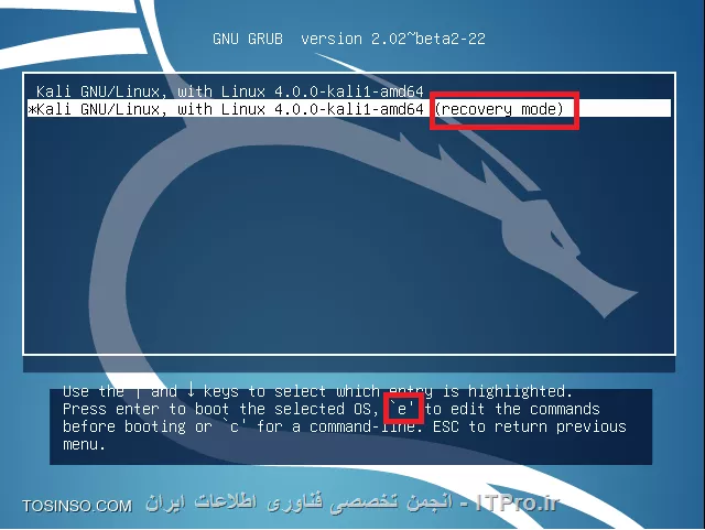 ریست کردن پسورد کالی