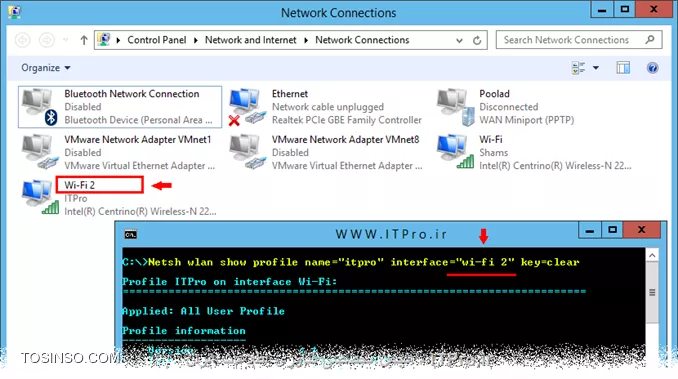 روش های پی بردن به رمز عبور موجود در پروفایل های wireless در ویندوز