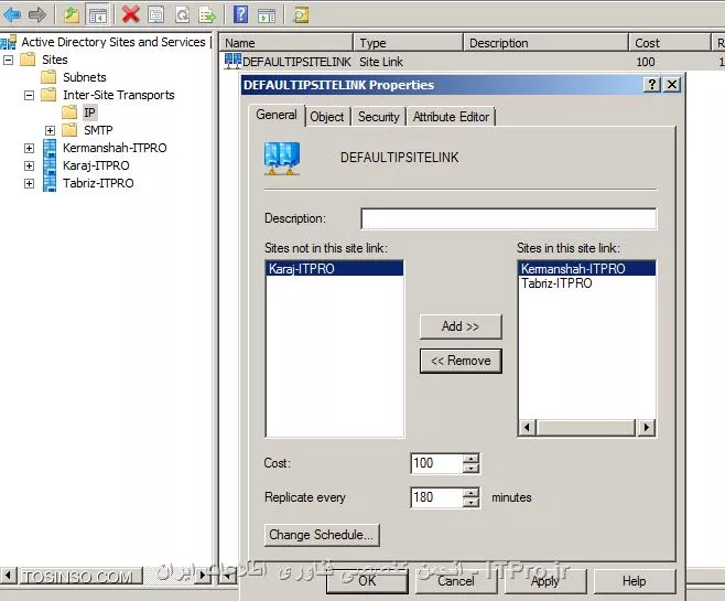 تعیین زمان مشخص برای Replication بین دو Domain Controller