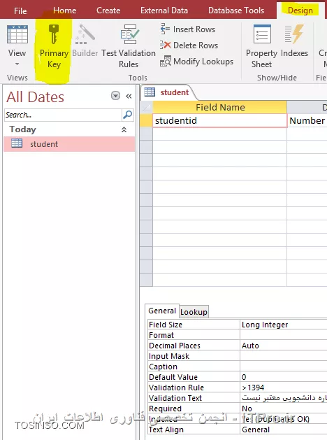 آموزش اکسس 2016 (Access) قسمت 9 : ایجاد پایگاه داده و Field
