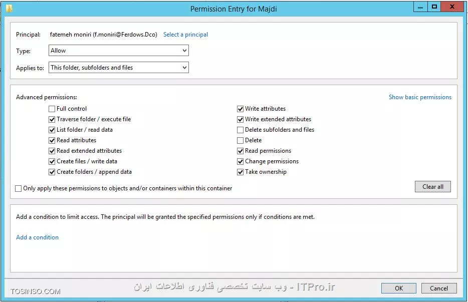 سلام 
باید مجوز delete رو از پوشه مورد نظر بگیرید.||http://network.tosinso.com/files/get/bbe3df4b-2c3f-456f-a8c3-7e907d149ffe||