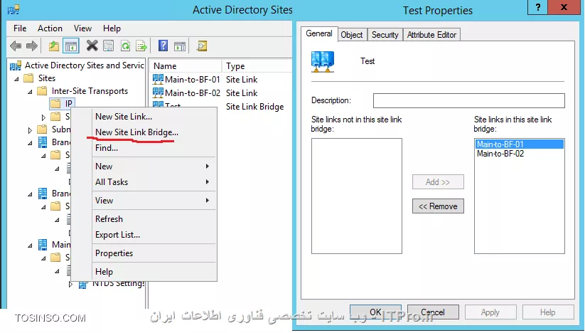 معمولا در محیطهای که بیش از چند Domain Controller وجود دارد برای بالا بردن Availability و دسترسی به اطلاعات بین چند DC از Replication یا همگان سازی استفاده می شود. در این مقاله قصد ندارم درباره کل پروسه Replication توضیح بدم و اینکه چگونه این پروسه بین DC ها ایجاد و جریان پیدا می کند. فقط نکات مهم این پرسه را برسی میکنیم.یک سوال مهم چرا ما به Replication نیاز داریم؟در ساختار Directory Service یکسری اطلاعات مجزا مربوطه به قسمتهای مختلف Directory Service در کانتینریهای به نام Partition نگهداری می شوند. در یک Forest چندین پارتیشن داریم که بعضی از آنها در محدوده کل فارست باید اعمال شود و بعضی ها در محدود Domain. و اما پارتیشن ها:
<c#>
*Domain directory partition*: Also known as the domain naming context (NC), contains domain-specific objects such as computer, user, and group accounts.
*Configuration directory partition*: Contains forest-wide data that controls site and replication operations.
*Schema directory partition*: Contains schema definitions for the forest.
*Application directory partitions*: Contain data that is particular to specific applications. Application directory partition replicas can be replicated to any set of domain controllers in a forest, irrespective of domain.
<c#>
بعضی از اطلاعات باید در کل Forest یکسان باشد و بعضی از آنها در یک دومین. همه Domain Controller ها در هر نقطه ای که باشند باید به این اطلاعات دسترسی داشته باشند. و این اطلاعات بوسیله Replication بین DC ها Sync می شوند. علاوه بر پارتیشن های بالا یکسری ابجکیت، سرویس ها و Role ها داریم که نیازمند Replication هستند مانند:
<c#>
* Universal groups 
* PDC emulator
* Global Catalog
etc. 
<c#>
* نکته: Replication از سرویس FRS and DFS برای انتقال اطلاعات بین DC ها استفاده می کند. اگر FFL شما از Windows server 2003 به پایین باشد از FRS استفاده می شود ولی اگر FFL از Windows server 2008 به بالا باشد از DFS استفاده می کند.

DCها میتواند در یک Site یا چندین سایت در چندین نقطه جغرافیائی با همدیگر فعالیت کنند. شاید برای شما مهم باشه که در ساختار Directory Service سایت را چگونه تعریف می کنند؟ 
سایت در ساختارDirectory Service یک محدود جغرافیائی جدا می باشد که دارای Subnet یا Subnet های جداگانه ای هستش که با لینکهای پر سرعت به هم دیگر وصل می باشند. ممکن است شما در یک سایت چندین Domain داشته باشید یا یک Domain در چندین سایت باشد. که در این صورت مدیریت و بهینه سازی Replication دومین کنترول ها بین سایتهای مختلف مهمترین نقش طراح یا ادمین شبکه می باشد. 

!! Intra-site Replication
اینگونه Replication درون یک سایت و بین Domain Controller های آن سایت اتفاق می افتد. وقتی تعقیری بر روی یکی از DC ها ایجاد شود DC ها بوسیلهChange Notifications  به بقیه اعلام می کنند که ها ولک بیا ببین چی داروم اونا هم میان و خودشون رو بر روز می کنند.

* نکته: وقتی می گوئیم یک DC می خواهد با DC دیگر Replication کند Replication در اینجا به معنی درخواست می باشد. و در پروسه Replication تمام درخواستها بصورت Pull هستند یعنی گرفتنی ، کشیدنی و DC مقصد اطلاعات را به DC مبدا ارسال می کند. 

درون یک سایت ارتباطات ساختار بوسیله پروسه KCC یا Knowledge Consistency Checker بصورت اتوماتیک ایجاد می شود و KCC کانال ارتباطی یک DC با DC دیگر را بوسیله شیء  به نام Connection object ایجاد می کند. Connection object ها همیشه بصورت Incoming Connection هستند. 

||http://tosinso.com/files/get/2b354d2c-983e-49ea-9c6a-3438fc099d7b||

DC های بویسله پارامترهای زیر Replication را مدیریت می کنند:
<c#>
* Update Sequence Numbers
* High-watermark values
* UP-TO-Dateness vectors
* Change Stamps
* Polling 
<c#>
برای کسانی که می خواهند لیاقت لغب Microsoft Ensnaring را داشته باشند باید با ریزترین اشیاء در این ساختار اشنا باشند.  

* نکته: Replication درون یک سایت بر اساس تعقیراتی هستش که بر روی DC ها ایجاد می شود، اتفاق می افتد. اگر تعقیری در DC ی ایجاد شد DC 15 ثانیه صبر خواهد کرد ( به این تاخیر Intial Notification Delay می گویند) و منتظر می ماند که اگر تعقیری دیگه ای وجود داره  ایجاد بشه تا یکباره همه اطلاعات را Replicate کنه. بعد از replicate 3 ثانیه صبر خواهد کرد (این تاخیر را Subsequent Notification Delay می نامیم) واطلاعات را برای DC دیگر ارسال می کند.


!! Inter-site Replication
این نوع Replication بین سایتهای Directory Service اتفاق می افتد. این Replication بر خلاف Intrasite بر اساس Schedule یا زمان بندی اجرا خواهد شد. مثلا اگر تعقیری در DC یکی از سایتها ایجاد شود بر اساس زمان بندی که انجام دادیم Replication برای Bridgehead Server ها ارسال خواهد شد. علاوه بر خاصیت Schedule ما  گذینه دیگری به نام Replication Period داریم که تعداد تکرار Replication بر اساس زمانی که تعیین کردیم را مشخص می کند.  که بصورت پیش فرض ,Replication Period 180 دقیقه معادل 3 ساعت می باشد.هنگام replication بین سایتها پروسه KCC بصورت اتوماتیک در هر یک از سایتها یک نماینده انتخاب می کند. که وظیفه این نماینده دریافت Replication ار بقیه سایتها می باشد و انتشار آن بین DCهای سایت می باشد. همه این نماینده را با نام Bridgehead Server می شناسن.

* نکته: پروسه KCC و مولفه آن یعنی Intersite Topology Generator کانکشنهای لازم (Connection object) بین سایتها را بصورت اتوماتیک ایجاد می کند. ISTG کانکشنها را بر اساس Site Link ها ایجاد می کند.

||http://tosinso.com/files/get/c09483ed-c3a5-4510-9b30-4bfc13509bb5||

گفتیم که Bridgehead ها توسط KCC انتخاب می شوند. در شرایطی ما می توانیم این نقش را به سروری دیگری واگذار کنیم. برای اینکار لینک زیر را مطالعه کنید:
<c#>
Designate a Server as a Preferred Bridgehead Server

https://technet.microsoft.com/en-us/library/cc794778(v=ws.10).aspx

<c#>

* نکته: در سازمانهای خیلی بزرگ که حجم Replication زیاد می باشد میتوانید این مسئولیت را بین چندین DC واگذار کنید. و اگر یکی از این DC ها Down شد KCC یکی را به دلخواه انتخاب می کند.

بحث جایگزین شدن DC دان شده بین سایتها بحث خییییلی مهمی می باشد که خارج از بحث این مقاله می باشد. حتما لینکهای که در آخر مقاله ضیمیه می کنم را بخوایند. بحث دیگری که در Inter-Site وجود دارد بحث Replication Latency می باشد. Replication Latency مدت زمانی می باشد که یک تعقیر بر روی دیگر DC ریپلیکت شود اشاره دارد. مشخص کردن Replication Latency درون یک سایت خیلی سادس که در حالت نورمال کمتر از2  دقیقه می باشد. 

(بستگی به Node ها و سرعت ارتباط آن سایت دارد) ولی محاسبه این زمان بین سایتها کمی دشوار هستش در ابتدا باید مدت زمان رسیدن تعقیرات از DC مبدا به Bridgehead Server  محاسبه شود و مدت زمانی که این Replication به دست Bridgehead Server مقابل برسد و همچنین فاکتورهای مانند Schedule و Replication Period در این محاسبه دخیل هستند. که بصورت پیش فرض وقتی یک تعقیر در یک سایت ایجاد شود در مدت زمان 3 ساعت 4 دقیقه این تعقیرات بر روی دیگر DC ها سایت مقابل اعمال می شود. (شما دستون بازه می تونید این تنظیمات را تعقیر دهید). شکل زیر را نکاه کنید:

||http://tosinso.com/files/get/95a1d8d0-d308-441d-ab19-137f155c8c3d||

فرض کنید Schedule را بصورت تمام وقت تنظیم کردیم و Replication Period را بر روی 15 دقیقه ست کردیم. پس زمان دقیق convergence شدن اطلاعات بصورت زیر محاسبه می شود:
<c#>
A to B = 15 min + B to C = 30 min + C to D = 45 min 
<c#>
علاوه بر محاسبه Replication Period ما تاخیر 15 ثانیه ای هم داریم که در کل تقریبا 105 ثانیه می باشد.

* نکته خیلی مهم: همیشه Schedule and Replication Period همه Site Linkها (امکانش باشد) باید یکسان باشند.

در برخی از موارد یکسری تنظیمات داریم که با چنین مدت زمانی 45 دقیقه ای واقعا دردسر سازه مثلا یکی از کاربران انکانتش Lock شود. این بدبخت 45 دقیقه معطل شود!!! درضمن بعضی از تنظیمات امنیتی باید در کمترین زمان ممکن به دست دیگر DC برسد. این تنظیمات:
<c#>
* Account Lockout Policy 
* Domain Password Policy
* RID Master Moving
* Local Security Authority 
<c#>
برای حل این مشکل ما از Urgent Replication استفاده می کنیم. این نوع Replication همه تنظیمات Schedule and Replication Period را نادیده می گیرند. و تنظیمات بالا را به دست بقیه می رساند. خانمها یک نمونه بارز از این نوع replication هستند. ://// 
<c#>
Understanding Urgent Replication
https://blogs.technet.microsoft.com/kenstcyr/2008/07/05/understanding-urgent-replication/
<c#>
همچنین یک قابلیتی وجود داره به نام inter-site change notifications که اگر تعقیری در یکی از DC ایجاد شد این تعقیر کمتر از 3 دقیقه می تواند به DC های دیگر سایتها اعمال شود. در مورد آن تحقیق کنید.

!! Site Link
بصورت فیزیکی هر یک از سایتها را بوسیله اتصالات Broadband به هم دیگر متصل می کنند. Site Link مسیر ارتباطی یک سایت با سایت دیگر را مشخص می کند و همچنین مسیر Replication را هم تعیین می کند (Replication Path). در کنسول AD Site and Service سایت لینکها را بر اساس دو پروتکل انتقال: 
<c#>
* IP or DS-RPC
* SMTP or ISM-SMTP

<c#>
تنظیم می کنند. که اولویت با IP می باشد. SMTP در مواقعی استفاده می شود که لینک ارتباطی ما با شعبه دیگر Stable یا غیر قابل اعتماد باشد. همچنین SMTP نیاز به ساختار PKI دارد. وهمچنین نمی توان برای یک دومین از این پروتکل انتقال استفاده کرد. هر کدام از این لینکها دارای خاصیتی به نام Cost هستند. وظیفه Cost تعیین مسیر Replication بین سایتها می باشد و در خیلی از موارد مورد استفاده قرار می گیرد.

زمانی که شما یک forest ایجاد می کنید یک site link به نام DEFAULTIPSITELINK بصورت پیش فرض ایجاد می شود. اگر شما چندین سایت داشته باشید و Site Linkی ایجاد نکنید KCC فرض می کند همه ی این سایتها با این Site Link وصل هستند و در صورت عدم ایجاد Site Link عملیات replication با مشکل مواجه می شود. یکی از مشخصات مهم Site Link ها transitive بودن آنها می باشد. یعنی اگر ما سایت A, B and C داشته باشیم و سایت A و B را بوسیله Site Link متصل کرده باشیم و همچنین B به C سایتها A و C بدون نیاز به داشتن Site Link می توانند با هم دیگه Replicate کنند. 

!! Site Link Bridges
یکی از مهترین پارمتر در تنظیمات AD Site and Service می باشد. Site Link Bridges مجموعه ای از Site Linkها می باشد که همه سایتها را به هم وصل میکند حتی سایتهای که بهم دیگر لینک نباشند!!! تصویر زیر را ببینید:

||http://tosinso.com/files/get/f87a9160-414b-49d9-acbb-9959fd02bb92||

در تصویر بالا ما سه سایت داریم که بصورت Hup and Spoke می باشند. همه سایتها به شعبه اصلی وصل هستند و سایتهای Milan and Atlanta هیچگونه Site Linkی ندارند ولی چون Site Link Bridge بر روی این دو Site Link فعال می باشد این دو سایت می توانند با هم دیگه اطلاعات خود را replicate کنند. قابلیتی که باعث میشه Site link bridge این هنرنمائی را انجام دهد خاصیت transitive بودن Site Link Bridge ها می باشد.
 
* نکته: بصورت پیش فرض Site Link Bridge بر روی Site Linkها فعال می باشد.
* نکته: اگر سایتهای شما not fully routed, هستند (یعنی از Atlanta  قادر نباشید Milan سایت را پینگ کنید) باید خاصیت Bridge all site links را بر روی Site Link ها غیر فعال کنید و در شرایطی باید یک Site Link Bridges بصورت دستی ایجاد کنید. 

||http://tosinso.com/files/get/a5d66b44-7868-4aaa-bdff-fb424b7a5c10||

* نکته: اگر 20 سایت داشته باشید که 19 تا از این سایتها full route باشند و یکیشون full route نباشه مجبورید Bridge all site links را بر بصورت کامل غیرفعال کنید.
<c#>
And even if you have 20 sites all fully routed EXCEPT for one of them, then the same thing goes. You must disable it all because of that one site,
<c#>
یک نمونه از یک ساختار Full Route :

||http://tosinso.com/files/get/5d7c9d78-1ac4-4264-a275-d6e7780812f4||

یک نمونه از یک ساختار Not Full Route :

||http://tosinso.com/files/get/2ba3bef5-ca1d-40b7-a3b0-79a5f856b8e0||

در تصویر بالا برای اینکه شعبه ها بتوانند با هم دیگر replicate کنند باید Bridge Site Link را غیر فعال و یک Bridge Site Link دستی ایجاد کنید. ایجاد یک Bridge Site Link مانند ایجاد یک Route بر روی یک Router می باشد. به عکس بالا نگاه کنید چهار سایت وجود دارد که بصورت Hup and Spock می باشد به نظر شما Bridge Site Link را چگونه ایجاد کنیم که همه بتوانند با هم دیگر replicate کنند؟؟؟؟ در بالا سه عدد site link وجود دارد:
<c#>
# NYC-TO-SEATTEL
# NYC-TO-CHICAGO
# NYC-TO-MIAMI

<c#>
اگر به Site Link ها نگاه کنید یکی از سایتها در همه  Site Link ها مشترکه و آن هم سایت NYC می باشد. پس NYC مثل یک روتر عمل می کند و replicate سایتها را بین آنها منتقل می کند.
این یک قانونه که وقتی شما یک یا چند Bridge site link ایجاد می کنید با یکی از سایتها در کل Site Link ها وجود داشته باشد. 
<c#>
Each site link in a bridge must have at least one site in common with another site link in the bridge.
<c#>

||http://tosinso.com/files/get/bc5515db-aa0c-4b55-adb1-2670e73fdee1||

خب الان چند سناریو میگیم و با هم تجزیه و تحلیل می کنیم. سناریوی اول:

||http://tosinso.com/files/get/df721741-6f5c-44b7-99c7-bda5141b884b||

خوب به این سه سایت توجه کنید:
* همه آنها زیر مجموعه یک دومین فعالیت می کنند.
* همه DC ها نقش GC بر روی آنها فعال شده است.
* این سه سایت Full Route نیستند.
* دو عدد Site Link برای ارتباط این سه سایت استفاده شده .

الان تنظیمات Site Link ها را چگونه انجام دهیم که سه شعبه بتوانند با هم دیگه replicate کنند؟؟؟ 

*تنها کاری که باید انجام دهیم غیر فعال کردن Bridge all site links هستش. همین و بس...*

!! چطور!!!!!!؟؟؟؟؟؟  
چون ساختار full route نیست ما Bridge site link را غیر فعال می کنیم. چرا یک Bridge site link نساختیم؟؟؟؟ چون هر سه سایت یک دیتای مشترک را نگهداری می کنند (یک دومین می باشد) در مثال بالا فرض کنید سایت NYC تعقیراتی ایجاد کرد، این تعقیرات در زمان معین با Bridgehead Server سایت SEA ریپلیکت می شود و در مرحله آخر سایت DFW از تعقیرات با خبر می شود و خود را با SEA سینک می کند. 

سناریوی دوم:

||http://tosinso.com/files/get/3a991d12-8a74-432e-a19f-b0947d4562be||

چی می بینید؟؟؟؟

* سه عدد سایت با دو دومین با نام های Reskit.com و Noam.reskit.com
* ساختار Full Route می باشد.
* DC های سایت NYC and DFW نقش GC بر روی آنها فعال شده است. ولی DC های سایت SEA نه.

الان تنظیمات Site Link ها را چگونه انجام دهیم که سه شعبه بتوانند با هم دیگه replicate کنند؟؟؟ این سایتها با دور روش می توانند با هم دیگر Replicate کنند:

# فعال بودن Bridge site link و استفاده از خاصیت transitive بین لینکها.
# غیر فعال کردن  Bridge site link بر روی لینکها و ایجاد یک Bridge site link دستی.

بنظر شما چرا علاوه بر غیر فعال کردن Bridge site link باید یک Bridge site link دستی ایجاد کنیم؟؟؟ بخاطر اینکه دومین سایت SEA با بقیه فرق می کند و این دوسایت اطلاعات مختلفی را نگهداری می کنند پس بخاطر همین دلیل غیر فعال کردن Bridge site link نمی تواند موثر باشد. در نتیجه ما مجبوریم یک Bridge site link دستی ایجاد کنیم. در سناریوی بالا ایجاد Bridge Site Link بصورت دستی برای سایت NYC یک Route به سمت DFW از طریق سایت SEA ایجاد می کند که پروسه KCC بتواند طبق این مسیر Connection Object خود را ایجاد و اطلاعات خود را با سایت DFW بروز رسانی کند.
||http://tosinso.com/files/get/a041f06a-a0c5-49b9-bf0d-56af78463ffd||
در مقاله بعدی سناریوی که در |اینجا ::http://network.tosinso.com/discussions/60646/%D9%85%D8%B4%DA%A9%D9%84-%D8%B9%D8%AC%DB%8C%D8%A8-replication-%D8%A8%DB%8C%D9%86-%D8%B3%D8%A7%DB%8C%D8%AA%D9%87%D8%A7-%D9%85%D8%AE%D8%AA%D9%84%D9%81!!!!!!#post-1131943|طرح کردم را برسی می کنیم. و قابلیتهای جدیدی را معرفی می کنیم که دانستن آن برای هر Microsoft Ensnaring لازم و ضروری هستش. 
منابع:

<ltr>
Managing Replication Between Sites
<ltr>
<c#>
https://technet.microsoft.com/en-us/library/cc961783.aspx
<c#>
<ltr>
AD Site Design and Auto Site Link Bridging, or Bridge All Site Links (BASL)
<ltr>
<c#>
http://blogs.msmvps.com/acefekay/2013/02/24/ad-site-design-and-auto-site-link-bridging-or-bridge-all-site-links-basl/
<c#>
<ltr>
How Active Directory Replication Topology Works
<ltr>
<c#>
https://technet.microsoft.com/en-us/library/cc755994(v=ws.10).aspx
<c#>
اخرین مقاله یکی از بهترین مقالاتی هستش که درباره Replication تا حالا خواندم. 

موفق و پیروز پاشید.
نویسنده: احمد جهلولی