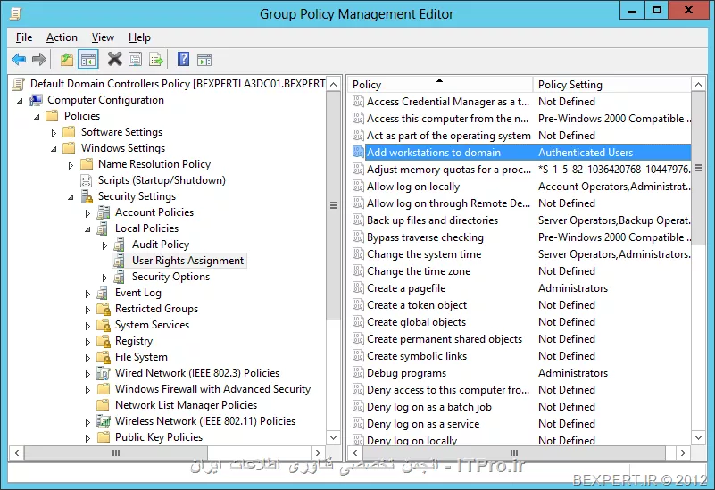 به صورت پیش فرض که Active Directory نصب و راه اندازی می شود مجوز Join به دامین توسط کاربران عادی نیز دیده میشود به تعداد 10 تا که در Default Domain Controller Policy وجود دارد
||http://network.tosinso.com/files/get/bc782a52-b343-4cee-aa8b-7d40c51606ac||