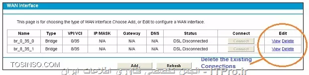 ||http://hardware.tosinso.com/files/get/b73802f4-f328-469f-a084-ea76cfd0acd5||
آی پی 192.168.1.2 رو به کارت شبکه سیستمت بده : برای این منظور دستور ncpa.cpl رو در RUN وارد کن و روی Local Area Connection راست کلیک کن و Propertice رو بزن و قسمت tcp/ip version 4 رو دابل کلیک کن و آی پی 192.168.1.2 رو وارد کن سپس subnet mask خودش پر میشه و OK کن.
در CMD دستور ping 192.168.1.1 رو وارد کنید مطابق تصویر زیر پیام reply میده این یعنی شما به مودم وصل شدید
||http://hardware.tosinso.com/files/get/8472cdf4-20db-49f5-b80f-6987b0577129||
آی پی مودم شما همونطور که در تصویر پیدا هست 192.168.1.1 هست برای اینکه به مودم وصل شید مرورگرتون رو باز کنید و همین آدرس زیر رو وارد کنید
<c#>
 http://192.168.1.1
<c#>
یوزر و پسورد خواسته شده از شما admin هست وارد کنید تا با صفحه زیر روبرو شوید
||http://hardware.tosinso.com/files/get/8e6aa531-fa22-4068-8f6e-0c62bfce046a||
از قسمت Network گزینه WAN Settingsرو انتخاب کنید و مطابق تصویر زیر Delete رو انتخاب کنید
||http://hardware.tosinso.com/files/get/be12c354-c729-4358-9fcb-61aa83d934ca||
پس از Delete کردم همون پایین گزینه Add داره اونو بزنید و گزینه های مورد نظر رو تنظیم کنید
||http://hardware.tosinso.com/files/get/96b6e90b-d30b-4e88-ae52-f64203715a92||
VPI و VCI معمولاً به ترتیب 0 و 35 هستند البته بهتره از اونجایی که اینترنت خریدید بپرسید چون ممکنه فرق داشته باشه ولی معمولاً 0 و 35 هست
سپس Wan Connection Type رو روی PPPOE قرار بدید سپس pppoe user و pppoe Password رو اون چیزی تایپ کنید که شرکت ارائه دهنده اینترنتتون بهتون میده مابقی موارد اختیاری و نیازی به تغییرشون نیست مهم همین بود پس از این کار مودم رو از قسمت System Tools و انتخاب گزینه Reboot کنید تا در مرحله بعد سراغ وایرلس بریم
||http://hardware.tosinso.com/files/get/e8a7c740-8d9c-49f7-8a6f-d29024ace81a||
--
مجدد از همون طریق مرورگر وارد مودم میشیم و از قسمت Wireless  گزینه Basic Setting رو بزنید
||Wireless ::http://hardware.tosinso.com/files/get/ad99f94c-abd5-40c1-a5f9-4d2fbc2da4f1||
SSID همون نامی هست که برای وای فای تایین میشه میتونه هر نامی باشه  مطابق تصویر جلو برید سپس از همون منو گزینه Wireless Security زو انتخاب کنید این گزینه مخصوص پسورد وایرلس شما هست و امنیت شما رو برقرار میکنه
||http://hardware.tosinso.com/files/get/ce8edac2-87d8-44e3-863f-390a15641591||
در حالت عادی Disable Wireless Security تیک خورده اونو به حالت WPA-PSK/WPA2-PSK یعنی دوتا پایین تر تغییر بدید سپس از قسمت PSK password وایرلستون رو پسورد دار کنید .
موفق باشید.
