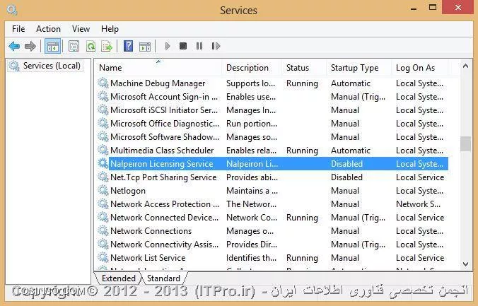 کسانی که به ویندوز 8 مهاجرت کرده اند و همچنین از نرم افزار Nitro PDF استفاده می کنند، احتمالا به مشکل نصب آپدیت KB2770917 روی ویندوز 8 برخورد کرده اند. من هم جزء آن دسته از کاربرانی هستم که روزها با این مشکل دست و پنجه نرم کردم و نهایتا موفق به برطرف شدن مشکل شدم.نرم افزار Nitro PDF، سرویسی مخصوص خود روی ویندوز به وجود می آورد که حتی پس از حذف این نرم افزار، این سرویس معمولا روی کامپیوتر باقی میماند. برای حل مشکل این آپدیت کافیست سرویس Nalpeiron Licensing Service را متوقف و یا غیر فعال کنید.

1 - در داخل Run، عبارت services.msc را تایپ کرده و Enter را فشار دهید.
2 - اکنون به دنبال سرویسی به اسم Nalpeiron Licensing Service بگردید و روی آن دو بار کلیک کنید.

||http://www.tosinso.com/files/get/be141df0-3891-43f6-b5e5-63d9a4d92f4b||

3 - برای متوقف کردن این سرویس، در قسمت Service Status، گزینه Stop را انتخاب نمایید.
4 - برای غیر فعال کردن این سرویس، در قسمت Startup Type، گزینه Disabled را انتخاب نمایید.

||http://www.tosinso.com/files/get/642b365f-7032-4383-a849-667ff691927a||

5 - اکنون مجددا اقدام به نصب آپدیت مورد نظر نمایید.
6 - همچنین برای اطمینان از نصب این آپدیت، سرویس های غیر مایکروسافتی را به طور موقت متوقف و یا غیر فعال نمایید.

برای دوستانی که این راه به برطرف شدن مشکلشان کمکی نکرد، به Device Manager رفته، در زیر قسمت Sound,Video and Game Controllers، تمامی دستگاه ها را Uninstall نمایید. به خصوص دوستانی که از نرم افزارهای تقویت صدا مثل DFX Audio Enhancer استفاده می کنید، می بایست Driver مربوط به این نرم افزار را از طریق Device Manager، حذف کنید. نگران نصب آنها نباشید که پس از شروع مجدد کامپیوتر (Restart) باز خواهند گشت.

||http://www.tosinso.com/files/get/9820d278-c6a4-4152-8c35-b8e53327aa89||

نویسنده : سعید خلیفی 
منبع: |جزیره سرویس های شبکه مایکروسافت وب سایت توسینسو::https://tosinso.com/microsoft|
هرگونه نشر و کپی برداری بدون ذکر منبع دارای اشکال اخلاقی می باشد