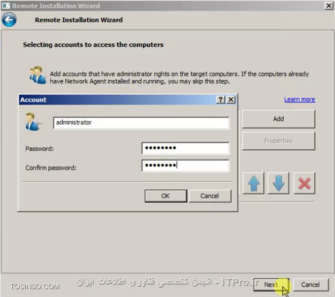 با سلام خدمت اساتید محترم و دوستان عزیز

در ادامه ی آموزش کنسول مدیریتی کسپرسکی،اگر خاطرتون باشه،دیروز با هم یاد گرفتیم که از 2 روش بتونیم آنتی ویروس رو روی کلاینت هامون نصب کنیم.تو روش اول که 1Click بود این کار به صورت لوکال انجام میشد و ما باید میرفتیم تک تک پشت سیستم هر کلاینت و آنتی ویروس رو نصب میکردیم.خب اینکار برای شرکت ها و سازمان هایی که کلاینت های زیادی دارند جوابگو نیست و همچین هم ITPROیی نیست.پس چیکار کنیم؟امروز باهم 3 روش نصب آنتی ویروس روی کلاینت هارو به صورت ریموت بررسی میکنیم که در اولین روشمون تا یادتون نرفته میریم سراغ هموت پکیجی که دیروز ساختیم.پس همراه هم میریم جلو:

*روش اول*

خب وقتی که کنسول رو اجرا کردید به قسمت Managed Computers که مراجعه کنید میبینید که یک کامپیوتر دارم که Agent روش نصب هست ولی آنتی ویروس نداره
||http://tosinso.com/files/get/9d5af198-4b9f-41dd-ab2a-a0d94d9b00e0||
حالا برای اینکه به صورت ریموت آنتی ویروس رو نصب کنید،به قسمت Remote Installation برید و Installation Packages رو انتخاب کنید و پکیجی که ساختیم رو انتخاب میکنیم و Install application رو میزنیم
||http://tosinso.com/files/get/71f497fa-5d61-4647-bfb7-510409536fbb||
تو این مرحله چون ما میخوایم روی تعدادی کامیپیوتر آنتی ویروس نصب کنیم گزینه ی اول رو انتخاب کنید
||http://tosinso.com/files/get/e2f23f3f-10e5-4085-b4f0-3a166ddbd13c||
در این قسمت اسم گروهی که کلاینت ها اونجان و میخواید آنتی ویروس رو روی اونها نصب کنید انتخاب میکنید
||http://tosinso.com/files/get/a0b5cb1f-3a42-4964-86a3-e1bb7be11f4e||
این قسمت رو بدون تغییر پیشنهاد میکنم که Next کنید
||http://tosinso.com/files/get/15ff0c6d-3fa5-4de8-b90e-91bfe2517d72||
در این قسمت لایسنس یا لایسنس هایی که قبلا به کنسول معرفی کردیم به نمایش در میاد که اگر خاطرتون باشه یک لایسنس برای کلاینتها بود و یک لایسنس هم برای کنسول مدیریتی که اینجا در انتخابش دقت کنید
||http://tosinso.com/files/get/2b2f256d-ea9f-42bf-9f84-37560906729c||
در این مرحله از شما می خواد که تعیین کنید اگر هنگام نصب نیاز به ریست شدن سیستم هست چه عملی انجام بده که ترجیحا به حالت پیش فرضبذارید باقی بمونه
||http://tosinso.com/files/get/35d9103f-7e86-4245-947e-933f810a6212||
این قسمت رو هم Next کنید
||http://tosinso.com/files/get/658120a6-30c6-434a-a306-a3de3a791271||
در این قسمت باید یک یوزر رو معرفی کنید و add کنید که دسترسی به تمام کلاینت ها داشته باشه که ترجیحا از یوزر Administrator استفاده کنید.بعد از اینکه یوزر رو add کردید و پسوردش رو وارد کردید،ok کنید و Next رو بزنید
||http://tosinso.com/files/get/be9f9b17-3245-435a-9cd1-99d1a211f2f5||
مجددا Next کنید
||http://tosinso.com/files/get/e581346e-b1e7-445d-babc-b559ce6d7821||
اینجا به شما پیغام میده که این پکیج به درستی روی اون گروهی که مشخص کردید داره اعمال میشه و 2تا تیک سبز باید باشه حتما
||http://tosinso.com/files/get/bf03e666-d8e0-4451-ae51-edf63f051f41||
حالا برای اینکه ببینید داره کار صورت میگیره بیاید تو Managed Computers و تب Task رو انتخاب کنید.پایین صفحه مشاهده میکنید که عمل Deploy شدن New Remote Installation Package که ما این اسم رو روی پکیجمون گذاشتیم داره انجام میشه و در سمت راست هم میتونید خلاصه ای گرافیکی از کار رو مشاهده کنید.میتونید برای دیدن جزییات بیشتر روی View Result کلیک کنید
||http://tosinso.com/files/get/a7093e82-a97c-485c-bb66-5dccec33ef2c||
بعد از کمی صبر مشاهده میکنید که پکیجی که با هم ساختیم روی کامپیوترها نصب شده
||http://tosinso.com/files/get/b47d5e83-0a2c-4fbe-b21c-73f66109fca3||

*روش دوم*

اگر کامپیوتری به شبکه ی شما جوین بشه و آنتی ویروس کسپرسکی روی اون نصب نشده باشه،شما از طریق این کنسول میتونید اون رو ببینید و اقدام به نصب آنتی ویروستون کنید که با هم اینکار رو انجام میدیم.مطابق شکل زیر به محل مورد نظر برید
||http://tosinso.com/files/get/c27f077b-3431-4b32-995b-3b5bb9212424||
همونطور که میبینید این کلاینت ما نه Agent روش نصب هست و نه آنتی ویروس.برای اینکه ما بتونیم روی یک کلاینت آنتی ویروس نصب کنیم باید قبلش حتما Agent رو نصب کرده باشیم.پس اول با هم Agent رو نصب میکنیم و بعد به سراغ نصب آنتی ویروس میریم.برای همین روی کلاینت مورد نظرتون کلیک کنید و از منوی سمت راست Install application رو انتخاب کنید
||http://tosinso.com/files/get/70e64f34-b5cd-4149-b044-770222d61d85||
در این قسمت پکیج Agent رو انتخاب میکنیم که قبلا به کنسولمون اضافه کردیم
||http://tosinso.com/files/get/d0db307f-e1bc-4657-8c4b-ade4167d13c8||
تنظیمات رو به همین حالت بذارید باشه
||http://tosinso.com/files/get/b25f4db9-c27e-49ea-8ff5-4e9884b232f9||
در این مرحله باز هم ترجیحا یوزر administrator رو add کنید و Next کنید
||http://tosinso.com/files/get/b49c36a4-79c4-4781-878f-d78a2d42f4dd||
این قسمت رو هم به همین حالت Next کنید
||http://tosinso.com/files/get/64071277-5531-4afc-95d8-be0866709348||
در این قسمت مشخص میکنید کلاینتی که روش Agent نصب میکنید برای مدیریت بهترتون به کدوم بخش منتقل بشه
||http://tosinso.com/files/get/da4491dc-9c38-434b-b590-73adfda2c945||
در اینجا نصب Agent شروع میشه و میتونید با زدن View Result جزییات بیشتری رو مشاهده کنید
||http://tosinso.com/files/get/1cd3ae07-c348-4483-ab84-852bddcdbb69||
||http://tosinso.com/files/get/c6cc5f88-ce33-4cce-855f-b4c0e4955db6||
بعد از اینکه نصب تموم شد و پیغام Complete رو مشاهده کردید Finish رو انتخاب کنید
||http://tosinso.com/files/get/b8cc6b43-99c0-43d6-a972-bc871b84b271||
همونطور که مشاهده میکنید دیگه کامپیوتری در دامین ما نیست
||http://tosinso.com/files/get/c6f78cdf-a962-41b3-8c97-f4b7e6979074||
به قسمت Managed Computers و تب Computers مراجعه کنید،میبینین که کلاینتتون چون Agent روش نصب شده و ما مشخص کردیم،به این گروه منتقل شده
||http://tosinso.com/files/get/89a91fdb-b252-4504-871f-cba14d801a8a||
خب حالا که Agent رو نصب کردیم،کامپیوتر ما آمادست تا آنتی ویروس رو روش نصب کنیم،برای همین کلاینتتون رو انتخاب کنید و از منوی سمت راست Install application رو بزنید
||http://tosinso.com/files/get/87f78e04-dcd2-4403-9630-edb26814846b||
حالا پکیج آنتی ویروس رو انتخاب میکنیم
||http://tosinso.com/files/get/ad4921ad-1063-41d6-98d4-b7eb6f405df0||
تنظیمات رو به همین حالت قرار بدید
||http://tosinso.com/files/get/41443cce-a941-4235-9d3b-9cdc6d4b466c||
حالا باید لایسنس رو انتخاب کنید 
||http://tosinso.com/files/get/90e3ba7b-38ad-4e56-b35c-55f4948e578c||
در این قسمت مجددا یوزری که دسترسی داره رو انتخاب کنید که باز هم میگم ترجیحا administrator باشه
||http://tosinso.com/files/get/a0676244-2d90-4b98-8f29-7e87cb836951||
این قسمت رو هم به همین حالت بذارید باشه
||http://tosinso.com/files/get/7e54ad7a-f65e-4a1c-a918-35966098ec56||
خب آنتی ویروس ما در حال نصب هست که میتونید View Result رو بزنید و جزییات بیشتری رو ببینید
||http://tosinso.com/files/get/6e821e88-9ad6-4ffe-b5d6-50b701a8ce19||
||http://tosinso.com/files/get/f25ad754-1746-41f2-ad95-cbcecd97b1c8||
بعد از اینکه پیغام Complete رو دیدید Finish رو انتخاب کنید
||http://tosinso.com/files/get/f14a3c07-28eb-4235-ae97-57b49adfae98||
حالا اگه به قسمت Managed Computers و تب Computers برید میبینید که الان روی کلاینت شما هم Agent و هم آنتی ویروس نصب شده
||http://tosinso.com/files/get/86fcfdcb-34ff-4949-acc9-302091c06bcf||
این هم آنتی ویروس شما روی کلاینت
||http://tosinso.com/files/get/19440c37-320c-4f3e-b2c5-e83a244b964e||

*روش سوم*

خب دوستان عزیز امیدوارم که خسته نشده باشید و همچنان همراه باشید.

با هم روش سوم رو شروع میکنیم.به Managed Computers برید و روی تب Tasks کلیک کنید و Create a task رو انتخاب کنید
||http://tosinso.com/files/get/994cb769-8d58-4288-afc3-4e0209b10e59||
اسم مورد نظرتون رو برای task انتخاب کنید
||http://tosinso.com/files/get/1f8f2ae7-912d-4fe6-95e5-033fbc76210c||
تو این مرحله چون به صورت ریموت میخوایم که آنتی ویروس رو نصب کنیم،مثل شکل عمل کنید
||http://tosinso.com/files/get/e00c8068-2f49-4346-9828-831627001345||
حالا پکیج آنتی ویروس رو انتخاب میکنیم
||http://tosinso.com/files/get/7e5fc6ff-4f76-4f0a-9d84-9a36319b012b||
مزیت این روش این هست که شما در حین نصب میتونید انتخاب کنید که Agent هم نصب بشه و نیاز یه Task جدید نیست.پس مطابق تصویر عمل کنید
||http://tosinso.com/files/get/5c04e864-38bc-48d1-8d13-0a2cd0b51ad1||
این قسمت رو هم به همین صورت بذارید باقی بمونه
||http://tosinso.com/files/get/c3aa84b5-8cee-44ff-a9a1-2d73d4935d20||
در این قسمت شما آزادی عمل بیشتری نسبت به دو روش قبل دارید که مشخص کنید هنگام نصب چه اتفاقی بیوفته که تصویر به حد کافی گویا هست
||http://tosinso.com/files/get/e7db321e-8a67-4aa2-abde-3ba5abb547c7||
مجددا صفحه ی تعریف یوزر که باهاش آشنا شدید دیگه
||http://tosinso.com/files/get/d8753ca5-3105-4624-9ebb-d96d6f658e8f||
در این قسمت مشخص میکنید که این Task در چه وقتی انجام بگیره که مطابق نیازتون تعریف میکنید.من پیشنهاد میکنم که به صورت Manual قرار بدید و تیک Run missed tasks رو هم بزنید که اگر Taskی از قبل روی کلاینت قرار بوده که صورت بگیره انجام بشه و بعد این کار صورت بگیره
||http://tosinso.com/files/get/186849b5-9e19-4996-a980-6a9ab96418ff||
حالا Finish رو بزنید
||http://tosinso.com/files/get/1cb2ad97-642b-4cfc-83f3-1f5be3594bce||
حالا به Managed Computers و به قسمت Task برید،میبینید که Install KES 10 که با هم ساختیم اونجا داره نمایش داده میشه که اون رو انتخاب کنید و Start رو بزنید
||http://tosinso.com/files/get/9b38093e-2e6f-4938-adb3-2c7090e636b6||
Task داره اجرا میشه
||http://tosinso.com/files/get/b51ef3bc-751b-43d1-9ef4-cb83f0ac3131||
خب عمل نصب انجام شده
||http://tosinso.com/files/get/1b55cde9-93fc-4fd5-a0ed-835c1a9e46a9||
و این هم آنتی ویرسمون
||http://tosinso.com/files/get/e220c435-df1a-42d8-b02a-a564e82536cb||


خب دوستان عزیز با هم انواع روش های نصب رو دیدیم.امیدوارم که مفید واقع شده باشه و استفاده کنید.
روز خوبی داشته باشد.

نویسنده : مهدی عسکری
منبع : |جزیره امنیت اطلاعات و ارتباطات وب سایت توسینسو::https://tosinso.com/security|
هرگونه نشر و کپی برداری بدون ذکر منبع و نام نویسنده دارای اشکال اخلاقی است
