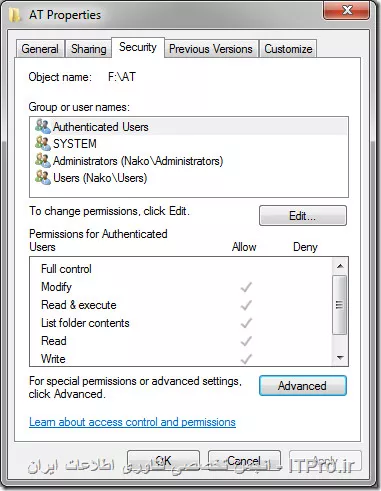 میتونید از prpoertise پوشه خودتون نسبت به هر کاربر Permission تعریف کنید 

||http://network.tosinso.com/files/get/c07aec7b-86b4-4356-89e6-df0ae9471003||