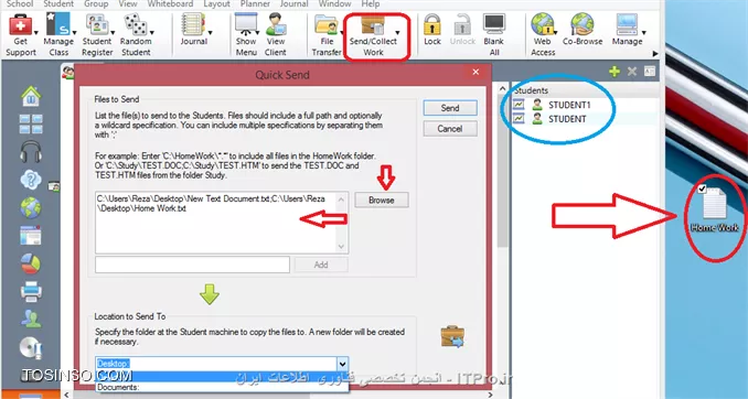 در این آموزش قصد دارم نحوه راه اندازی و استفاده از نرم افزار Net Support School رو بر روی VMware به صورت شماتیک توضیح بدم گرچه این روش در عمل کاربردی نداره ولی یک روش تمرینی خوب برای یاد گرفتن این نرم افزار کاربردی است. قسمت اول این اموزش مربوط به راه اندازی ماشین مجازی هست (اگر اشنایی دارید به بخش دوم مراجعه کنید) و بخش دوم استفاده از نرم افزار Net Support  ، در این مطلب آموزشی بر اساس یک سناریو نصب و راه اندازی VMWare و اتصال آنها به اینترنت و ایجاد یک شبکه داخلی و سپس راه اندازی نرم افزار کاربردی Net Support بر روی 3 ماشین VMWare که یکی از آنها به عنوان دستگاه معلم (Tutor) و 2 دستگاه دیگر به عنوان دانشجو (Student) شبیه سازی میشود.بر طبق این سناریو به ترتیب زیر 3 ماشین VMWare ایجاد میشود.
قدم اول : ایجاد یک ماشین مجازی جدید به ترتیب زیر:
||http://tosinso.com/files/get/c422d8d5-5359-4b5d-90c2-fcb1334963ef||
قدم دوم : یکی از دو حالت Typical یا Custom را انتخاب کرده و Next را میزنیم.
||http://tosinso.com/files/get/823e8f27-f990-4c0b-aecc-6d8c7c62d77e||
قدم سوم : در این مرحله میتوانیم محل فایل ایزوی ویندوز 8 را مشخص کرده و یا ان را به بعد موکول کنیم.
||http://tosinso.com/files/get/e76fa852-0add-402d-bf8f-fbc98eacfa0f||
قدم چهارم : در این مرحله نوع سیستم عامل و ورژن محصول را انتخاب میکنیم.
||http://tosinso.com/files/get/cf51fbad-5deb-4a73-a59a-382aec627b84||
قدم پنجم : نام ماشین مجازی را مشخص میکنیم.
||http://tosinso.com/files/get/3e1aa1aa-a0ca-4a3f-a1b6-4395d6e32c1f||
قدم پنجم : سپس با زدن Customize Hardware میتوانیم تنظیمات سخت افزاری ماشین مجازی را به دلخواه خود انجام دهیم.
||http://tosinso.com/files/get/25545a3a-c7b0-4914-b95c-03aed588ef1b||
قدم ششم : در این مرجله مقدار RAM ماشین مجازی را از طریق اسکرول تعبیه شده در سمت راست تعیین میکنیم
||http://tosinso.com/files/get/da09ec39-1df7-4d9b-aac9-fd883305fda9||
قدم هفتم : سپس تعداد پردازنده ها را مشخص میکنیم.
||http://tosinso.com/files/get/1d0edb30-b02e-40c6-85c2-5574c6e1d227||
قدم هشتم : در این مرحله حالت کارت شبکه خود را تعیین میکنیم. با توجه به شکل زیر 5حالت کارت شبکه مجازی در Vmware در نطر گرفته شده است که با توجه به سناریو NAT میتواند بهترین گزینه باشد.(نیاز به انصال هر ماشین به اینترنت بوده و ماشین ها باید به یکدیگر متصل شده و همدیگر را ببینند.)
||http://tosinso.com/files/get/f8e997b9-4baa-4268-86ad-4f2e0f0222f0||
قدم نهم : سپس مسیر فایل ایزوی سیستم عامل را تعیین میکینم.(در این سناریو هر 3 ماشین VM ویندوز 8.1)
||http://tosinso.com/files/get/87f047ce-6fe4-4f63-b3d0-e83871c302d7||
قدم دهم : سپس ویندوز 8 را نصب میکینم.
||http://tosinso.com/files/get/216fe59a-573e-4caa-ab1b-b3cd65d782ed||
قدم یازدهم : بعد از نصب هر VM میبایست برای هر ماشین VM Tools را هم برای راحتی کار و همچنین انتقال فایل نصب نرم افزار net support به ترتیب زیر نصب میکنیم
||http://tosinso.com/files/get/63d756e9-0dce-49e3-9133-8748cf1b65d6||
 قدم دوازدهم : همانطور که در شکل زیر میبینیم درایو مجازی VM Tools بر روی ماشین مجازی Mount شده و به راحتی کار نصب را انجام میدهیم.
||http://tosinso.com/files/get/e50fa9fe-5369-4f2f-9595-7865d66f7ae8||
قدم سیزدهم : فایل نصب نرم افزار Net Support را از سایت www.netsupportschool.com دانلود کرده و با توجه به نصب VM Tools فایل setup را به راحتی بر روی هر 3 ماشین کپی میکنیم.
||http://tosinso.com/files/get/3a7ac53b-a43d-4d6b-a562-f58857315000||
قدم چهاردهم : سپس بر روی ماشین Tutor فایل setup نرم افزار net support را اجرا کرده و آن را نصب میکنیم. و مراحل زیر را تا نصب کامل نرم افزار طی میکنیم.
||http://tosinso.com/files/get/1649c9b5-40b6-4119-87ab-30d4c5267f1f||
||http://tosinso.com/files/get/458a6a5a-586b-49d4-8109-ecc8097e1ae5||||http://tosinso.com/files/get/96eafb8c-56d5-477e-81ed-88eac296b9d5||
قدم پانزدهم : در این مرحله نوع کاربری net support را مشخص کرده که بر طبق سناریو برای یک ماشین Tutor و برای 2 ماشین student را نصب میکنیم.
||http://tosinso.com/files/get/36d33d42-ebea-40f2-980b-3f4f6ae16b1b||
||http://tosinso.com/files/get/db9bcd32-9c35-4e83-a9dd-cdb9e4ef1133||
قدم شانزدهم : بعد از اتمام نصب net support بر روی 3 ماشین مجازی در صورتی که هر 3 ماشین دسترسی به اینترنت نداشته باشند مراحل زیر را انجام میدهیم. ابتدا از منوی Edit گزینه Virtual Network Editor  را انتخاب کرده.
||http://tosinso.com/files/get/c7dc2761-ebdd-41a8-81d8-69dc5c804b73||
قدم هفدهم : با توجه به سناریوی تعیین شده برای هر 3 ماشین کارت شبکه در حالت NAT قرار داده شده در Virtual Network Editor بر روی VMnet 8 کلیک کرده تا تنطیمات NAT برای ماشین مجازی را انجام دهیم. همینطور که مشخص است کارت شبکه  در حالت NAT که بر روی سیستم عامل کامپیوتر میزبان ایجاد شده دارای محدوده IP : 192.168.113.0 بوده و بنابراین به منطور ایجاد ارتباط بین 3 ماشین مجازی این 3 ماشین هم باید از همین range ای پی اختصاص داده شود. به این منظور باید تیک use local DHCP service to distribute ip address to VMS را زده تا به هر سه ماشین از رنج IP مورد نطر به صورت اتوماتیک داده شود.(با این کار هم دسترسی به اینترنت برای 3 ماشین فراهم شده و هم هر 3 ماشین همدیگر را دیده و میتوانند با یکدیگر ارتباط درون شبکه ای داشته باشند.
||http://tosinso.com/files/get/3424910e-2f2b-4255-866e-2e8218e5e0ae||
بعد از این کار بر روی ماشین Tutor  آی پی های 2 ماشین دیگر را ping کرده تا از داشتن ارتباط اطمینان حاصل کنیم. بدین صورت هر 3 ماشین مجازی آماده برقراری ارتباط از طریق net support را داشته و میتوانیم محیط آموزشی net support را استفاده کنیم.
1- ایجاد یک room مجازی در ماشین Tutor: با اجرای نرم افزار net support پنجره زیر باز شده و استاد باید فیلدهای مربوطه را به ترتیب زیر پر کرده و سپس اتاق مجازی آموزشی را ایجاد کند.
||http://tosinso.com/files/get/20e36747-eb63-4f1c-9b77-ff19a8514c73||
2- بعد از کلیک کردن بر روی دکمه new پنجره زیر باز شده و استاد باید یکی از حالتهای زیر را به عنوان شروع کننده کلاس انتخاب کند. مورد اول Room Mode میباشد که این حالت به شما اجازه میدهد که کامپیوترهای داخل یک کلاس را گروه بندی کرده و دانشجویان میتوانند به این اتاق اموزشی برای شروع کلاس بپیوندند. حالت دوم  PC Mode میباشد که به شما اجازه میدهد که یک تعدادی کامپیوتر را که با هم در یک اتاق در اتصال هستند از طریق کابل را به هم متصل کرده و یک کلاس مجازی آموزشی تشکیل دهید. حالت سوم User Mode میباشد که به شما اجازه میدهد یک تعداد دانشجو را با استفاده از پروفایل های انها به کلاس اضافه کنید. حالت چهارم یک حالت ساده بوده که در ان شما به سادگی میتوانید شبکه موجود را جستجو کرده و همه دانشجویان را به کلاس مورد نظر اضافه کنید.
در این سناریو ما از حالت دوم استفاده میکنیم.
||http://tosinso.com/files/get/6b6cc5f8-5dcb-4fc8-8146-14b1744ccfa2||
3- در این مرحله پنجره Create Class باز شده و در این مرحله باید PC های دانشجویان کلاس را ابتدا جستجو کرده و سپس همه انها رو به کلاس اضافه کنیم.
||http://tosinso.com/files/get/be28d2da-cf20-4773-b06f-c3fdb16da00a||
||http://tosinso.com/files/get/7661349e-a09e-4f09-92e9-af40f2774d9b||
4-دبعد از ایجاد کلاس پنجره اصلی نرم افزار به صورت زیر میباشد و دانشجویان اضافه شده قابل روئیت میباشند.
||http://tosinso.com/files/get/4b4fd644-7999-4cf0-a5d8-3299d62a5923||
5- تب دوم این اجازه را به استاد داده تا نمایی از desktop های دانشجویان حاضر در کلاس را روئیت کرده و به نوعی انها را کنترل کند. علاوه بر ان استاد قادر است با کلیک کردن بر روی هر کدام از پنجره های پیش نمایش دسکتاپ دانشجویان به صورت remote به کامپیوتر دانشجوی مورد نظز دسترسی پیدا کند.
||http://tosinso.com/files/get/ace1446a-e122-460d-9987-f9b463cb2894||
6- در تب سوم که با ایکون های هد ست مشخص شده است استاد قادر است با کلیک بر روی Announce نوعی اطلاع رسانی را به دانشجویان ارسال کند. علاوه بر این استاد قادر بوده که با برداشتن تیک های بلندگو و میکروفون انها را از در کامپیوترهای دانشجویان از کار بیندازد.
||http://tosinso.com/files/get/9f032a1c-4787-4699-b565-85d2642adce8||
||http://tosinso.com/files/get/0379be7c-1a46-4d1c-b867-a36e50371cf6||
7-  در تب بعدی استاد قادر بوده که انواع سوالات را برای کل کلاس یا بخشی از کلاس مطرح کرده و جواب را هم از سوی دانشجویان دریافت کند.
||http://tosinso.com/files/get/c43fd40a-56a3-4579-afa2-0d3c41e151c3||
اولین مدل از سوالات First to answer میباشد که استاد با مطرح کردن یک سوال در کلاس گزینه مورد نظر را کلیک کرده و دانشجویان بر روی کامپیوترشان با پیغام زیر مواجه شده و اولین دانشویی که بر روی answer کلیک کند قادر خواهد بود تا سوال را جواب دهد.
||http://tosinso.com/files/get/95439e52-493b-4c49-9402-0a32e6e1f655||
||http://tosinso.com/files/get/38b943ed-8471-4716-adaf-fb8c6d71ded0||
بعد از پاسخ دادن به سوال بر روی پروفایل دانشجوی مورد نطر به شکا زیر 2 گزینه تیک و ضربدر در اختیار استاد قرار گرفته و صحیح یا نا درست بودن پاسخ دانشجوی مورد نظر را میتواند تعیین کند. 
||http://tosinso.com/files/get/a7d4b650-28eb-4d96-9b8f-c848ea3d257f||
در صورت درست بودن پاسخ دانشجوی مورد نظر یک ستاره به عنوان جایزه دریافت میکند.
||http://tosinso.com/files/get/fe29b122-7d8d-4d88-9c36-c5a5c5ab42fc||
نوع دوم سوال Enter an answer میباشد .
||http://tosinso.com/files/get/f0be3aa6-ecc8-4a26-83aa-4baf570f662d||
در این حالت استاد پاسخ صحیح را در کادر مورد نظر وارد کرده و بعد از مطرح کردن سوال بر روی Go کلیک کرده .
||http://tosinso.com/files/get/fea2b766-7725-41c2-952c-fadb8d7d2639||
همانطور که در شکل زیر نشان داده شده به محض کلیک کردن Go توسط استاد پنجره ای به شکل زیر در PC های دانشجویان ظاهر شده است
||http://tosinso.com/files/get/4e008f76-53c9-4d19-a40e-2e7d0117e3c1||
 و بعد از اتمام زمان تفکر دانشجویان قادر به پاسخگویی خواهند بود.
||http://tosinso.com/files/get/386151ee-a2eb-4cea-b35f-49f6fdb431e1||
بعد از پاسخگویی به سوال دانشجویان به شکل زیر از پاسخ دیگر دانشجویان مطلع میشوند و میتوانند خود را نسبت به کلاس ارزیابی کنند.
||http://tosinso.com/files/get/b9086a56-03ff-4c51-8ccd-47b4fdc36cd7||
همچنین استاد بعد از پاسخگوی دانشجویان به شکل زیر از پاسخ انها مطلع خواهد شد که رنگ قرمز نشان دهنده پاسخ اشتباه و رنگ سبز نشان دهنده دانشجویانی است که پاسخ صحیح را وارد کرده اند.
||http://tosinso.com/files/get/9ea7cab7-6aa7-4e01-9c4e-94cbfab24849||
در تب بعدی استاد قادر خواهد بود تا نوعی محدودیت برای دانشجویان کلاس از لحاظ دسترسی به  وب سایت های مختلف تعیین کندو ستون سمت راست برای وب سایت های ممنوعه بوده که استاد با کلیک بر روی علامت مثبت (سبز رنگ) وب سایت های ممنوعه را تعیین کند و در اینصورت دانشجویان قادر نخواهند بود به وب سایت های مذکور دسترسی پیدا کنند.
||http://tosinso.com/files/get/d8048463-751d-4453-ae99-dcd5a8c7405b||
از ستون چپ نیز استاد قادر بوده تا وب سایت های مورد تایید را اضافه کند و اجازه دسترسی را به دانشجویان داخل کلاس به وب سایت های مذکور بدهد.
||http://tosinso.com/files/get/589718f6-fc60-49b9-9985-800e2d2eb8f8||
علاوه بر این استاد قادر بوده با استفاده از دکمه های پایین صفحه  همه وب سایت ها را بلاک کند.
||http://tosinso.com/files/get/0f56aec7-c81f-4ee3-80c6-c9c1d1f93930||
در تب بعدی استاد قادر خواهد بود نوعی همه پرسی از کلاس انجام داده تا به نتیجه مورد نظر با استفاده از جواب ها برسد.
||http://tosinso.com/files/get/111fb50a-c772-4a68-85c9-6a3786756ebd||
در این تب ابتدا استاد سوال رو مطرح کرده و نوع پاسخ را از نوار کیک کشویی زیر response انتخاب کرده و سپس بر روی send کلیک کرده و ان را برای همه دانشجویان ارسال کند.
||http://tosinso.com/files/get/fe6c9156-519e-43a2-8ef5-b14047da890c||
به محض ارسال سوال پنجره زیر برای همه دانشجویان باز شده و میتوانند به سوال پاسخ دهند.
||http://tosinso.com/files/get/4700ffba-1dec-4e2f-a5f6-e13b72993e86||
بعد از پاسخ دادن همه دانشجویان استاد قادر خواهد بود تا از ستون سمت راست درصدی از پاسخ های تعیین شده را مشاهده کرده و ارزیابی مورد نظر را از سوال خود انجام دهد.
||http://tosinso.com/files/get/3371a176-c0f2-44e0-b907-2437197d2d3f||
تب بعدی دسترسی پرینتر به دانشجویان میباشد که استاد با استفاده از دکمه های پایین پنجره میتواند عملیات پرینت را متوقف و بلاک و یا برای همه دانشجویان آزاد کند.
||http://tosinso.com/files/get/6efcb071-3ec3-4396-858e-73aa8fe0ab01||
در تب بعدی استاد قادر خواهد بود تا فرایند مانیتورینگ فعالیت های دانشجویان را با کلیک بر روی Monitor Activity فعال یا غیر فعال کند و علاوه بر ان از این تب استاد قادر است دانشجویان را بلاک کند. 
||http://tosinso.com/files/get/2b3ac1f5-48b6-4860-8f14-02fe9e29cc53||
در تب بعدی استاد میتواند سطح دسترسی دانشجویان را به CD/DVD و USB تعیین کند.
||http://tosinso.com/files/get/f2d8851f-a280-4c91-b15f-781145d9dd4a||
آخرین تب یکی از پر کاربردترین تب ها بوده که استاد قادر است با ایجاد یک صفحه White Board تدریس را انجام دهد. برای نمایش White board برای همه دانشجویان استاد بر روی Show کلیک کرده که به محض کلیک صفحه White Board بر روی مانیتور دانشجویان ظاهر میشود. در این صفحه ابزارهای زیادی برای تدریس همچون ایجاد متن و استفاده از قلم و خطوط و اشکال مختلف به تدریس بپردازد. علاوه بر ان استاد میتواند رنگ قام و ضخامت ان و همچنین فونت متن ها را تغییر دهد و در نهایت میتواند صفحه کذکور را ذخیره و صفحه جدیدی ایجاد کند.
||http://tosinso.com/files/get/ada000e7-0f9b-43af-9c34-a189be039f81||
یکی از منوهای کاربردی در این نرم افزار استاد میتواند تکالیف مورد نظرش را برای دانشجویان به طریقه زیر ارسال کند.
||http://tosinso.com/files/get/2896704a-8fdd-4dae-9f3b-b79a39014eeb||
بعد از انتخاب Send Work پنجره زیر باز شده و استاد میتواند تکلیف کورد نظر را که در قالب یک فایل text ذخیره کرده است را انتخاب کرده و همچنین تایین کند که فایل مورد نظر در چه مکانی از PC های دانشجویان کپی شود.
||http://tosinso.com/files/get/c0e03536-c30b-4855-bab8-66fbb6028b8f||
 سپس با کلیک بر روس send فایل text بر روی PC دانشجویان کپی میشود .
||http://tosinso.com/files/get/57210fb5-f5ce-4204-8db9-cffb9c23b4b9||
و دانشجویان قادر خواهند بود که فایل مورد نطر را باز کنند و محتویات تکلیف تایین شده از طرف استاد را ببینند.
||http://tosinso.com/files/get/b123fd5a-c981-4f8e-93a2-6f8b19764f49||
از دیگر منوهای کاربردی برای استاد ایکون های Lock , Unlock می باشد که استاد در صورتی که نیاز داشته باشد از دیدن صفحه نمایش خود برای دانشجویان جلوگیری کند بر روی Lock کلید کند.
||http://tosinso.com/files/get/7cd4174b-5e72-4557-8829-a89cd38b499d||
به محض کلیک استاد بر روی Lock صفحه نمایش PC های دانشجویان به وضع زیر خواهد درامد.
||http://tosinso.com/files/get/824e86cf-bae2-4893-b83f-98eee194ff4d||
از منوی show استادی میتواند صفحه نمایش خود را به حالتهای مختلف برای دانشجویان برای انجام تدریس در بیاورد.
||http://tosinso.com/files/get/dab9a896-a5ad-43d2-ab1c-3dfaa806d6c6||
نحوه حضور و غیاب با استفاده از نرم افزار Net Support به شکل زیر بوده و استاد با کلیک بر روی منوی Student register انها را در کلاس ثبت نام کند. 
||http://tosinso.com/files/get/3c183ee7-76e8-4582-b18d-21d93a276350||
به محض کلیک استاد بر روی register پنجره ای به شکل زیر بر روی صفحه نمایش دانشجویان ظاهر شده که دانشجویان موظف به پر کردن فیلدهای خالی بوده و ان را تایید کنند.
||http://tosinso.com/files/get/9ada9676-2aec-4af3-a76a-2d1cd9668e05||
بعد از انجام حضور و غیاب استاد میتواند یک گزارش از ان را در قالب یک فایل با پسوند .csv ذخیره کند.
||http://tosinso.com/files/get/360717e1-6f4f-4c6f-b18d-85197b6afa0f||
همچنین استاد میتواند با کلیک بر روی registration report کلیک کند.
||http://tosinso.com/files/get/773a472f-124e-4362-b5ee-6a18a228ae53||
به محض کلیک بر روی registration report میتواند گزارشی از دانشجویان حاظر در کلاس و فعالیت های انها مشاهده کند.
||http://tosinso.com/files/get/c499c1b6-048b-4abb-a841-0fa9fb9c26cf||
از دیگر قابلیت های این نرم افزار chat , ارسال پیغام خصوصی از طرف استاد به دانشجویان میباشد.
||http://tosinso.com/files/get/e14a8f27-cb16-4a9f-aa1a-b020b050abd5||
در شکل زیر نمونه ای از محیط chat باز شده توسط استاد با یک دانشجو میباشد.
||http://tosinso.com/files/get/d3ee9b19-2dcb-45cf-add0-d4c87dba65cc||
در پایان استاد میتواند کلاس را به طرز زیر به پایان برساند.
||http://tosinso.com/files/get/13c9666a-fb77-4b8b-bddd-d6aedc050515||


نویسنده : رضا حاج فرج 
منبع : |جزیره مجازی سازی وب سایت توسینسو::https://tosinso.com/virtualization|
هر گونه کپی برداری بدون ذکر منبع غیر اخلاقی است. 
