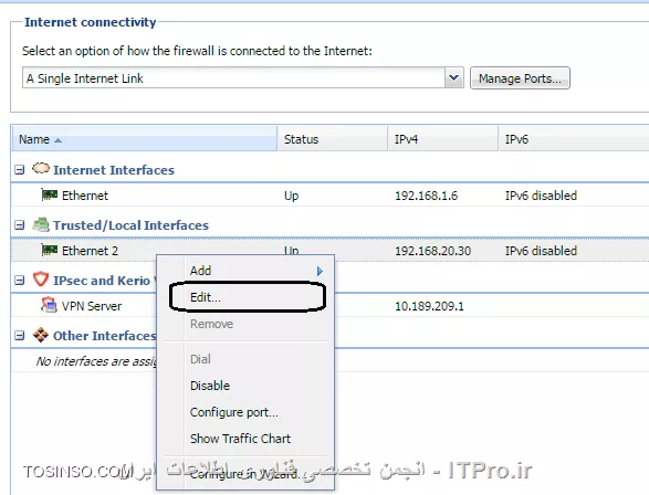 سلام
ابتدا کریو را نصب میکنید در صفحه اول برای اینترفیس متصل به شبکه داخلی IP  ست می کنید طبق شکل زیر
||http://network.tosinso.com/files/get/09593d38-e379-450c-bbb1-65bdb9b98288||

تنظیمات اینترفیس دوم را میتوانید هم اینجا انجام دهید هم داخل پنل مدیریتی  به صورت عادی کریو اینترفیسی را که دارای gateway  میباشد به عنوان internet interface  قرار می دهد  اگر هم اشتباه بود باید درستش کنی 

||http://network.tosinso.com/files/get/625aac5a-4553-472e-8d42-feefd0bc8130||

||http://network.tosinso.com/files/get/c164a4d2-9dcc-4044-865b-fd06052a85eb||

||http://network.tosinso.com/files/get/d14ac67c-4be5-4f15-9bfc-42f451811f10||
