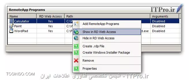 با آخرین قسمت از سری مقالات آموزش راه اندازی Remote Desktop Services در Windows Server 2008 R2 در خدمت شما هستیم ، در قسمت قبل از این سری مقالات روش ارائه این سرویس را با استفاده از کنسول RemoteApp Programs و بوسیله فایلهای RDP و MSI بررسی کردیم ، گفتیم که با استفاده از این روش کاربران میتوانند با نام و رمز کاربری خود بصورت همزمان چند Session برقرار کرده و از چندین نرم افزار بصورت همزمان استفاده کنند همچنین گفتیم که مدیران میتوانند با استفاده از فایلهای MSI آنها را بصورت متمرکز در شبکه نصب کنند تا دیگر نیازی به در دسترس قرار دادن فایلهای RDP و MSI برای کاربران نباشد اما با این حال باز ممکن است به هر دلیلی برخی از کاربران از قلم افتاده شود و به این فایلها دسترسی نداشته باشند لذا همین مورد ممکن است یکی از دغدغه های مدیران شبکه بوده باشد .

در این قسمت از این سری مقالات تصمیم داریم روش ارائه این سرویس را تحت وب به شما آموزش دهیم شما به عنوان مدیر شبکه با استفاده از این روش میتوانید یک آدرس URL را به کاربران خود معرفی کرده و از آن پس کاربران با وارد کردن این آدرس در مرورگر خود و وارد کردن نام کاربری و رمز عبور خود نام نرم افزارهای ارائه شده توسط مدیر شبکه را در مرورگر وب خود مشاهده کرده و با انتخاب نرم افزار (های) مورنظر به آنها دسترسی پیدا کند در این روش ، دیگر نیازی نیست که فایل هایی مثل RDP و یا MSI درست کنیم و یا اینکه آدرس مسیر نرم افزار مورد نظر را برای کاربران مورد نظر وارد کنیم. 

در ابتدا برای استفاده از این سرویس تحت وب لازم است که رول Remote Desktop Web Access را در Remote Desktop Server خود نصب کنید که ما در قسمت اول از این سری مقالات این کار را انجام دادیم و همانطور که مشاهده کردید IIS هم بصورت همزمان و بطور اتوماتیک بر روی سرور نصب خواهد شد. زمانی که این سرویس بر روی سرور نصب شود بصورت اتوماتیک یک وب سایت ایجاد میشود که کاربران از طریق این وب سایت با سرور ارتباط برقرار کرده و از این سرویس استفاده میکنند برای اینکه کلاینتها از این سرویس بتوانند استفاده کنند لازم است که آدرس DNS مناسب را برای هدایت کلاینتها به سمت سرور وارد شود در صورتی که کالینت ها DNS سرور را پیدا نکنند در زمان برقراری اتصال پیغامی مبنی بر عدم یافتن سرور به شما نمایش داده خواهد شد به شکل زیر :
<ltr>
The remote computer could not be found Please contact your helpdesk about this error
<ltr>
||http://tosinso.com/files/get/0158cc0e-4ff7-4839-8cbf-c144ebd31202||
خب برای اینکه نرم افزارها را در شبکه برای استفاده کلاینتها Publish کنیم در ابتدا وارد کنسول RemoteApp Manager شده و در قسمت RemoteApp Programs نرم افزار (های) مورد نظر خود را اضافه میکنیم ، بطور پیشفرض تمام نرم افزارهایی که در این لیست اضافه میشوند از طریق وب قابل دسترسی هستند اما شما با راست کلیک بر روی نرم افزارها در لیست و انتخاب دو گزینه ی Show in RD Web Access  و Hide in RD Web Access میتوانید آن نرم افزار را در دید کاربران در صفحه مرورگر پنهان کرده و یا نمایش دهید ، همانگونه که در تصویر زیر مشاهده میکنید در ستون RD Web Access وضعیت نرم افزار یعنی نمایش یا پنهان بودن آن در زمان استفاده از مرورگر وب را میتوانید مشاهده کنید
||http://tosinso.com/files/get/c3d9fda5-0451-4924-86d8-ef7789d09085||
تا اینجا کار ما در سرور تمام شده ، حالا کاری که کلاینت برای ان اتصال لازم است انجام دهند را با هم بررسی میکنیم. کلاینتها برای اینکه به صفحه وب مورد نظر دسترسی داشته باشند بایستی آدرس URL را به شکل زیر در صفحه مرورگر خود وارد کرده و به جای ServerName نام سرور و یا آدرس IP آن را قرار دهند
<htm>
https://ServerName/RDWeb
<htm>
البته این آدرس قابل تغییر بوده و در صورت نیاز میتوانید آن را تغییر دهید ، پس از باز کردن آدرس کلاینتها با صفحه ای به شکل زیر مواجه میشوند:
||http://tosinso.com/files/get/596a2efb-301f-45eb-9b38-054e982d57b9||
در این صفحه در قسمت Domain\user name: نام کاربری و در قسمت Password کاربر رمز عبور خود را وارد کرده همچنین در قسمت Security کاربر میتواند سطوح امنیتی خود را تغییر دهد و در نهایت Sign in را زده تا وارد محیط کاربری خود شود. پس از ورود ، کاربر با پنجره ای به شکل زیر مواجه خواهد شد و با کلیک بر لینک RemoteApp Programs در مرورگر خود میتواند نرم افزارهای Publish  شده ای که مدیر در اختیارشان قرار داده را در پایین این لینک مشاهده کند و با کلیک بر روی نرم افزار(های) مورد نظر، آنها را اجرا و از آنها استفاده کند.
||http://tosinso.com/files/get/7774497e-421d-4ddf-9aa3-c65a0858aa7b||
دقت داشته باشید که کاربران بعد از کلیک بر روی نرم افزار مورد نظر ، پنجره ای دقیقا به شکل همان پنجره ای که در زمان اجرای فایلهای RDP با آن مواجه میشود را مشاهده می کنند و با روش مشابه که در قسمتهای قبلی مقالات توضیح داده شده میتوانند ارتباط را برقرار کرده و پس از احراز هویت به سرور وصل شوند. گاهی ممکن است که بنا به نیاز مدیر شبکه با استفاده ازDelegation  به یک کاربر اجازه دسترسی به برخی کنسولهای مدیریتی در سرور را داده باشد و کاربر بنا به سطح دسترسی خود لازم باشد که به سرور ریموت زده تا تصویر دسکتاپ سرور را مشاهده و به کنسولهای مورد نظر دسترسی داشته باشد ، کاربر برای اینکار در  Run عبارت mstsc را تایپ کرده و با وارد کردن آدرس سرور به آن ریموت میزند ، با راه اندازی این سرویس تحت وب راه دیگری برای کاربر فراهم میشود که با رفتن به صفحه وب و کلیک بر روی لینک Remote Desktop صفحه به شکل زیر تغییر کرده و در قسمت Connect to آدرس و یا نام کامپیوتر مورد نظر خود را بنویسد و به آن متصل شود
||http://tosinso.com/files/get/40a95855-00f8-4279-b7d6-c1de2f1f24db||
کاربر با زده Options یک سری تنظیمات دیگر مشاهده میکنید و امکان انتخاب برخی اختیارات و تنظیمات برای شما فراهم میشود، در واقع بدینوسیله کاربر همان کاری که در mstsc انجام میدهد را میتواند انجام دهد و به سرور و یا هر کامپیوتر دیگری در شبکه در صورت وجود دسترسی مناسب Remote زده و وصل شود.

*نتیجه گیری:*
در این سری مقالات تصمیم بر آن داشتیم که آموزش راه اندازی Remote Desktop Services داده شده همچنین روشهای Publish نرم افزارها را در شبکه و با استفاده از Remote Desktop Services بررسی کنیم در قسمت اول آموزش نصب Rule و در قسمت دوم استفاده از تب Environment را بررسی کردیم و مزایا و معایب آن را با هم بررسی کردیم ، در قسمت سوم با کنسول RemoteApp Manager آشنا شدیم و روش ساخت و استفاده از فایلهای rdp و msi همچنین مزایا و معایب آنها را بررسی کردیم یکی از معایب آنها این بود که کاربران برای بهره مندی از این سرویس نیاز به فایل rdp و یا msi مربوط به نرم افزار مورد نیاز بودند و بایستی مدیر در شبکه این فایلها را به هر طریقی در اختیار کاربران قرار میداد همچنین با Publish کردن نرم افزار جدید بایستی فایل مربوطه در اختیار کاربران قرار داده می شد. در قسمت چهارم که قسمت آخر از این سری مقالات بود استفاده از Remote Desktop Web Access را بررسی کردیم که با استفاده از آن کاربران با وارد شدن به آدرس URL از پیش تعیین شده و احراز هویت میتوانند نرم افزارهای پابلیش شده توسط مدیر شبکه را مشاهده و بنا به نیاز خود آنها را اجرا کنند همچنین با استفاده از امکانات در همان صفحه میتوانند به کامپیوتری دیگر در شبکه خود متصل شوند که البته خود نیازمند به دارا بودن سطوح دسترسی مناسب میباشد . به امید آنکه این سری مقالات تاثیری هرچند بسیار کم در پیشرفت شما داشته باشد. شاد و پیروز باشید 

نویسنده : سعید شمس آبادی
منبع : |جزیره راهکارهای مجازی سازی وب سایت توسینسو::https://tosinso.com/virtualization|
هرگونه نشر و کپی برداری بدون ذکر منبع و نام نویسنده دارای اشکال اخلاقی می باشد.
