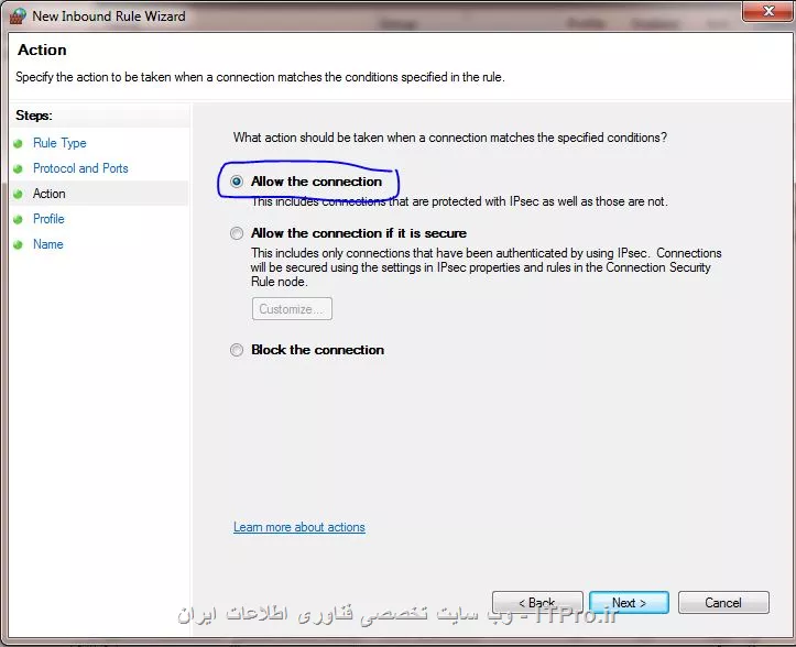 نحوه ی باز کردن یک port  در ویندوز 7 به این شکل می باشد.

||http://network.tosinso.com/files/get/82061e92-783a-4dda-9552-cc3b1ea1400e||


next
||http://network.tosinso.com/files/get/cc8987cc-42fc-4a5c-ac7b-230847b643af||

next
||http://network.tosinso.com/files/get/87261419-070e-43ef-bf5d-5f6a90deb027||

next
||http://network.tosinso.com/files/get/4cc62794-7bf9-4206-a054-3036b543faa3||

next
||http://network.tosinso.com/files/get/5e0697dc-ab27-4344-af73-bda8e9324168||

next
||http://network.tosinso.com/files/get/1397be1c-93dd-4f39-8500-917e884abb51||

next
||http://network.tosinso.com/files/get/583e5e84-7921-4c39-944b-f579bf624d41||
||http://network.tosinso.com/files/get/38f80dc3-05ae-44bd-a2b4-a776c9e0a727||
||http://network.tosinso.com/files/get/c47bdb86-d912-402a-9adc-597f72ff66ee||
||http://network.tosinso.com/files/get/b568b48c-b5aa-482d-8471-a390dbed0330||
||http://network.tosinso.com/files/get/54f1fc5d-0e76-44e2-bc33-73b596ac0f75||