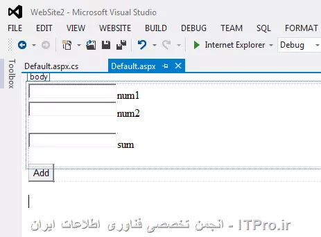 ماشین حساب با ASP.net