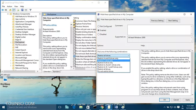 Using Group Policy Objects to hide specified drives