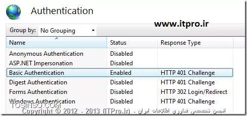 روشهای احراز هویت در IIS