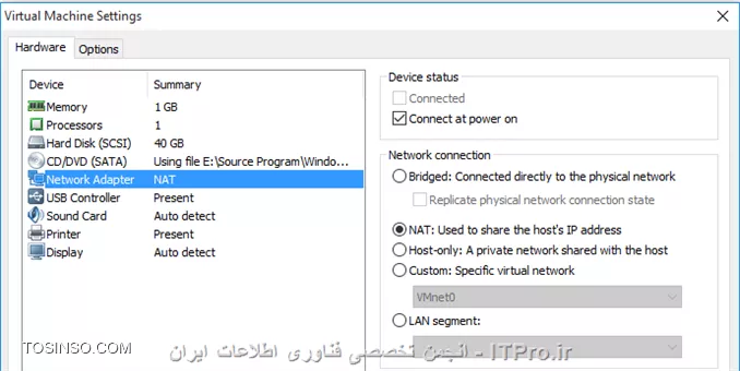 سلام
کافیه بر روی ماشین های مجازی خودتون راست کلیک کنید و Settings رو بزنید و در پنجره باز شده در قسمت Network برید و تنظیمات شبکه اونها رو بر روی Mode های یکسان قرار بدید البته Modeهای مختلف با هم تفاوتهایی دارند که اگر علاقه داشتید میتونید در مطلب زیر تفاوتهای اونها رو مطالعه کنید.
* |تنظیمات شبکه VMware Wrokstation ‌و سرور::https://tosinso.com/articles/41798/%d8%a2%d9%85%d9%88%d8%b2%d8%b4-%d8%aa%d9%86%d8%b8%db%8c%d9%85%d8%a7%d8%aa-%d8%b4%d8%a8%da%a9%d9%87-VMware-Workstation-%d9%88-%d8%b3%d8%b1%d9%88%d8%b1-%d8%a8%d9%87-%d8%b2%d8%a8%d8%a7%d9%86-%d8%b3%d8%a7%d8%af%d9%87|
||http://network.tosinso.com/files/get/c8073a8f-b7ea-42e0-a190-2ad65a1cd043||