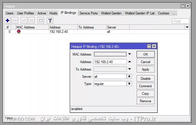 عکس از Nat 

||https://hardware.tosinso.com/files/get/8329ceb6-c445-4fa8-9c34-c2c6ad2ac015||

عکس از آی پی دستگاه dvr که توی binding گفتید بذارم

||https://hardware.tosinso.com/files/get/c8e4211d-391e-45a9-9def-5ae738a40de9||

حالا هات اسپات رو چیکار کنم که فعال بشه. اصلا نمیاد. به وایرلس که وصل میشم همینطوری از اینترنت استفاده میشه. اصلا صفحه یوزرپسورد hotspot نمیاد