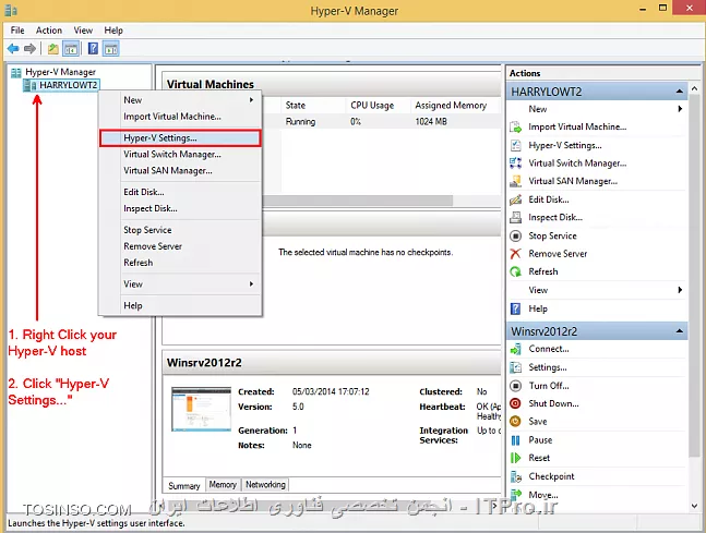 دوست گرامی شما باید با استفاده از Hyper-V Enhanced Session Mode از منابع سیستم هاستتون استفاده کنید از این طریق میتونید به آیتم های زیر دسترسی داشته باشید :
<left>

      Display Configuration
     Audio redirection
     Printer redirection
     Full clipboard support (improved over limited prior-generation clipboard support)
     Smart Card support
     USB Device redirection
     Drive redirection
     Redirection for supported Plug and Play devices

<left>
اول از همه مطمئن شید که Remote desktop services در ماشین مجازیتون استارت شده باشه من خودم سر این کلی سرکار رفتم :)
برای اینکار  Logo + R وبعد services.msc و طبق عکس
||http://virtualization.tosinso.com/files/get/45c57e45-10c3-40be-bf74-ef2b769d3979||
مرحله بعد Hyper-V Manager رو اجرا و روی ماشینتون راست کلیک کرده و Hyper-V settings را انتخاب نمائید
||http://virtualization.tosinso.com/files/get/c9674443-d0b6-475f-bbfe-20338d7c0b6a||
حال در قسمت Enhanced Session Mode policy تیک Allow Enhanced Session Mode رو بزنید
||http://virtualization.tosinso.com/files/get/0e323d96-6997-466c-8656-c05735b89ce1||
در قسمت Enhanced Session Mode تیک Use Enhanced Session Mode رو هم بزنید
||http://virtualization.tosinso.com/files/get/8e1a04be-dd84-48ee-9015-2797dc68fe55||
 حالا ماشینتون رو Connect کنید وباید عکس زیر رو ببینید
||http://virtualization.tosinso.com/files/get/0712db89-5500-42ab-8456-145f0585e12a||
برای تنظیمات صدا از اینجا Local Resources
||http://virtualization.tosinso.com/files/get/33efb93a-e486-49be-817a-5fdb9f89dabe||
و سایر قسمت ها از More استفاده کنید تا از USB و مثلا دوربین کنن یا پرینتر و هارد اکسترنال یا درایوی که بعدا قصد اتصال اون رو دارید بتونید استفاده کنید
 ||http://virtualization.tosinso.com/files/get/62abfe89-edee-4381-9786-dab9ab29bcdd||
||http://virtualization.tosinso.com/files/get/46b94ded-f220-4397-ae76-e6bd726a33ab||
||http://virtualization.tosinso.com/files/get/45205fd8-6715-4443-a47f-490e96badb77||
دیگه شما از داخل ماشینتون به تمام این آیتم ها دسترسی خواهید داشت
