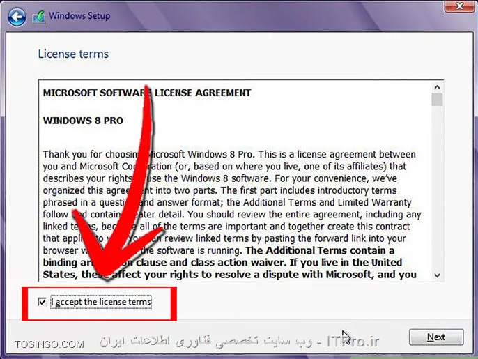 درود به همه دوستان خوب ITPRO ، با سومین جلسه MCSA در خدمت شما عزیزان هستم

!! روش های نصب ویندوز 8
در جلسات پیش به معرفی ویندوز 8 و نیز پیش نیازهای آن و موارد مربوطه پرداختیم. در این جلسه اما بحث اصلی ما حول محور چگونگی نصب ویندوز 8 و نیز نکاتی پیرامون آن خواهد بود. فرض ما در ابن جلسه برای شروع بر این خواهد بود که شما تمامی نکات ضروری پیش از نصب ویندوز 8 را که در جلسات پیش گفته شد رعایت کرده باشید، و اکنون قصد نصب ویندوز 8 را دارید. به طور کلی برای نصب ویندوز 8 بر روی کامپیوتر یا لب تاپ، می توان از یکی از سه روش زیر بهره برد و استفاده کرد:

* نصب از روی DVD ویندوز
* نصب از طریق شبکه و به واسطه ویندوز سرور
* نصب از طریق USB Flash و یا دیگر حافظه های جانبی

ذکر این نکته در اینجا ضروری به نظر می رسد که در هر سه روش فوق، روند کلی کار به یک شکل خواهد بود، تنها در نحوه بوت شدن یا به اصطلاح ساده تر شروع به کار برای نصب است که این سه روش متفاوت از یکدیگر عمل می کنند. پس به فرض این که شما به وسیله یکی از سه روش فوق کامپیوترتان را برای نصب آماده کرده باشید، اکنون زمان آن فرا رسیده تا مراحل نصب را با یکدیگر مرحله به مرحله مرور نماییم.همان طور هم که در بالا اشاره شد اولین گام در نصب ویندوز 8، بوت کردن کامپیوتر به وسیله DVD ویندوز، یا روش های دیگری از قبیل کارت شبکه و حافظه های جانبی می باشد. ولی چون در اینجا تمرکز ما تنها بر روی نصب از طریق DVD می باشد، در نتیجه پس از قرار دادن DVD ویندوز 8 بر روی کامپیوتر و روشن کردن سیستم، با زدن کلید Delete صفحه کلید (یا دیگر کلیدهای تعبیه شده برای این کار)، ابتدا وارد تنظیمات بایوس کامپیوتر شده و First Boot کامپیوتر را بر روی DVD قرار می دهیم. در نهایت تغییراتی را که در بایوس انجام داده ایم ذخیره کرده، و مجدد کامپیوتر را راه اندازی می نماییم تا DVD ویندوز شروع به لود شدن بنماید و عملیات نصب آغاز گردد. 
<center>
||http://tosinso.com/files/get/3c6df564-ed35-4945-ba18-bd6dcc007e01||
||http://tosinso.com/files/get/f5b6cc6d-dee8-4ad4-9152-1bbc51da85d6||
<center>
همان گونه که در دو تصویر بالا نیز مشاهده می کنید، و با تغییر دادن گزینه های بوت کامپیوتر بر روی درایو DVD، اکنون عملیات بوت با موفقیت انجام پذیرفته و ویندوز در حال آماده سازی برای شروع نصب می باشد.
پس از این که کامپیوتر با موفقیت بوت شد، صفحه آغازین نصب ویندوز برای ما ظاهر می گردد، و ما نیز با کلیک بر روی Install Now پروسه نصب را آغاز می نماییم.
<center>
||http://tosinso.com/files/get/210ef757-00e9-47f6-993c-f0ddb7605195||
<center>
در صفحه ای که پس از کلیک بر روی Install Now ظاهر خواهد شد، نسخه ویندوزی را که قصد نصب کردن آن را داریم انتخاب کرده و بر روی Next کلیک می کنیم. همان طور که در تصویر زیر نیز مشاهده می کنید، و به دلیل این که DVD که من قصد نصب از روی آن را دارم تنها دارای یک نسخه از ویندوز 8 می باشد، پس همین یک نسخه را انتخاب می کنم و بر روی Next کلیک می نمایم. 
<center>
||http://tosinso.com/files/get/79b34657-5735-40fb-9296-0bb12c1df420||
<center>
بایستی توجه داشت در صورتی که DVD شما دارای چندین نسخه مختلف از ویندوز 8 باشد می توانید بر حسب نیازهایتان یکی را انتخاب کرده و Next کنید. ضمنا می توانید با مراجعه به |این پست::http://network.tosinso.com/tutorials/32594/%D8%AF%D9%88%D8%B1%D9%87-mcsa-%2870-687%29-%D8%AC%D9%84%D8%B3%D9%87-%D8%A7%D9%88%D9%84| از قابلیت ها و ویژگی های متفاوت هر یک از نسخه های ویندوز مطلع گردید.
<center>
||http://tosinso.com/files/get/ca245ea2-72a7-4513-9df0-fe9a58217732||
<center>
با رویت صفحه بعدی، با زدن تیک گزینه I accept to license terms و سپس فشردن دکمه Next مراحل را ادامه خواهیم داد.
<center>
||http://tosinso.com/files/get/2d18b5e9-9d52-4b77-808e-c3d28fcf5fb1||
<center>
قسمت بعد و در صفحه ای که در بالا مشاهده می کنید، مربوط به انتخاب حالت نصب می باشد. بدین معنی که دو گزینه پیش روی ما خواهد بود: گزینه اول که با Upgrade مشخص شده، بیانگر این است که آیا قصد ارتقا ویندوز فعلی  را دارید؟ اگر این گزینه را انتخاب نماییم تمامی برنامه ها و تنظیمات از ویندوز فعلی که بر روی روی کامپیوترمان نصب می باشد، بدون حذف شدن یا تغییری در آن ها به ویندوز 8 جدید که اکنون قصد نصب آن را داریم منتقل خواهد شد. اما گزینه دوم یعنی Custom: Install Windows only (Advanced) بدین مفهوم می باشد که ویندوزی کاملا جدید و تازه برایمان نصب خواهد گردید. از آنجا که هدف ما نیز همین گزینه بوده و قصد ارتقا از ویندوزهای قدیمی تر مثل 7 یا ویستا را نداریم، پس با انتخاب این گزینه مراحل را ادامه می دهیم.
<center>
||http://tosinso.com/files/get/d42b2577-725c-4783-96d0-8dff8a9c19e1||
<center>
در مرحله بعد و در تصویر بالا، که آخرین مرحله از این قسمت نیز محسوب می شود، بایستی یکی از درایوهای هارد دیسک کامپیوتر را که قصد نصب کردن ویندوز بر روی آن را داریم انتخاب نموده و سپس بر روی Next کلیک کنیم. از آنجا که من تنها دارای یک درایو بر روی کامپیوترم می باشم، پس همان یک درایو را انتخاب کرده و بر روی Next کلیک می نمایم.پس از انجام آنچه که گفته شد و با کلیک بر روی Next عملیات نصب آغاز خواهد گردید، و با توجه به قدرت سخت افزارهایی که بر روی کامپیوترمان داشته باشیم، ممکن است روند نصب بین 15 الی 30 دقیقه به طول بیانجامد. پس شکیبا باشید ...نکته: چنان چه بر روی کامپیوتر دارای هارد دیسکی با حجم بالا باشید، و با رسیدن به بخش انتخاب پارتیشن برای نصب، با کلیک بر روی New اقدام به ساخت چند درایو جدید کرده و تنها بر روی یکی از درایوهای جدید ساخته شده ویندوز را نصب نمایید. 
<center>
||http://tosinso.com/files/get/e871da8d-fd30-47f9-94be-e16552833309||
<center>
عملیات نصب آغاز می گردد ...

<center>
||http://tosinso.com/files/get/c8b94d1f-baa2-48cd-9ffa-ea234456e9a4||
<center>
پس از گذشت مدت زمان طی شده، و اتمام فرایند نصب، اولین اقدامی که ویندوز انجام خواهد داد آماده سازی کامپیوتر برای شروع می باشد. در این مرحله ممکن است کامپیوترمان به طور خودکار یک با چندبار ریستارت گردد. ما نیز کمی صبر می کنیم تا این مرحله هم مانند مراحل پیش با موفقیت به اتمام برسد.
<center>
||http://tosinso.com/files/get/9c91ba6c-942f-4f1e-8214-0966ae5933dc||
<center>
پس از پایان نصب با موفقیت، اولین صفحه ای که برایمان به نمایش در خواهد آمد صفحه ای ست که در بالا مشاهده می کنید. در واقع از این صفحه به بعد ویندوز از ما می خواهد تا اطلاعات شخصی مان از قبیل نام، اسم دلخواه کامپیوتر، و احیانا رمز عبوری را وارد نموده تا پروسه نصب کامل گردد. از این روی ما نیز با توجه به اطلاعات مان همین کار را انجام خواهیم داد.البته بایستی توجه داشت که می توان با انتخاب Use Express Settings که در شکل بالا نیز می بینید، از تکمیل این اطلاعات زمان بر اجتناب کرده و در نهایت تنها یک یوزر برای کامپیوترمان تعریف کنیم. ولی شما اگر دوست داشته باشید می توانید با انتخاب Customize اقدام به شخصی سازی اطلاعات مربوطه نمایید.
<center>
||http://tosinso.com/files/get/df87a208-2b64-439c-bf7d-a689ae11c01a||
<center>
قسمت بعد انتخاب گزینه Local Account برای ساخت یک اکانت بر روی کامپیوتر می باشد. این گزینه را انتخاب کرده و سپس با دادن یک نام دلخواه که معمولا نام خود فرد یا نام شرکت می باشد، در نهایت با زدن دکمه Finish مراحل نصب ویندوز به پابان خواهد رسید. تبریک می گویم! اکنون شما موفق به نصب ویندوز 8 بر روی کامپیوترتان شده اید. امیدوارم آموزشی که در این جلسه خدمتتان ارائه شد، گویا و شفاف بوده باشد. در صورت هر گونه پرسش یا ابهامی در این درس خوشحال خواهم شد آن را شنیده و در رفع اشکالات کمک نمایم.
<center>
||http://tosinso.com/files/get/ca7888d9-b56d-49ca-9105-6cd8df0ca8d8||
<center>
<left>
شاد باشید
<left>

نویسنده : اسحاق احمدپور
منبع :| جزیره سرویس های شبکه مایکروسافت وب سایت توسینسو::https://tosinso.com/microsoft|
هرگونه نشر و کپی برداری بدون ذکر منبع و نام نویسنده دارای اشکال اخلاقی است