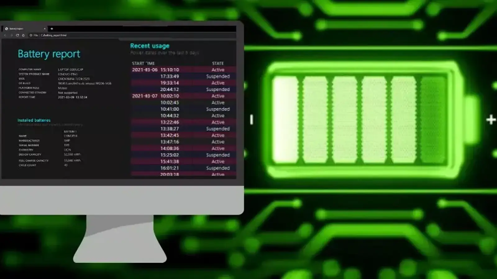 اطلاع از سلامت باتری لپ تاپ و نحوه کالیبره کردن آن