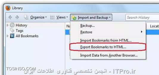 Backupگیری از Bookmark های فایرفاکس