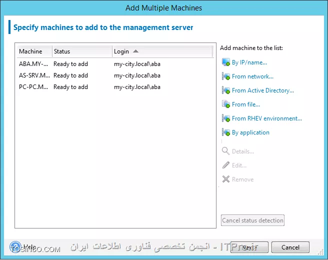 بعد از نصب و راه اندازی Acronis backup advanced و تعین جائی برای ذخیر سازی اطلاعات قدم بعدی Deploy کردن Agent بر روی Client/Serverها می باشد.
! قبل از شروع چند نکته را بخاطر بسپارید :
--
* گاهی وقتا UAC باعث عدم نصب Componentها از راه دور می شود. برای غلبه بر این مشکل بصورت موقت UAC را غیرفعال کنید.
* برای نصب Acronis Agent بر روی remote computer باید پورت 445 و 9876 و 25001  بر روی Firewall باز باشد. با فعال کردن  File and Printer Sharing پورت 445 بصورت اتومات بر روی Firewall باز می شود.
* قابلیت Use simple file sharing باید بر روی Windows XP and Windows server 2003 غیرفعال باشد.
* می توانید با استفاده از Group Policy پورت 25001 را بر روی همه firewallهای Client/Serverها بصورت exceptions باز کنید. از مسیر زیر استفاده کنید:
<ltr>
Administrative Templates -> Network -> Network Connections -> Windows Firewall -> Domain Profile -> Windows Firewall: Define inbound port exceptions
<ltr>
و پارامتر آن را بصورت زیر اضاف کنید:
<c#>
25001:tcp:*:enabled:Acronis remote install
9876:tcp:*:enabled:Acronis remote install
<c#>
||http://tosinso.com/files/get/9395539a-18ce-451e-8d6e-95f968a3ede9||
بعد از آماده سازی مراحل اولیه می توانید دست بکار شوید
بوسیله Console Management به Management Server وصل شوید و از منوی :
||http://tosinso.com/files/get/d83b2fd8-f3ae-4be7-8eb2-774ec24d817e||
گذینه بالا را انتخاب کنید
||http://tosinso.com/files/get/159ea00e-21ea-4fcb-9a4f-b8f0d6eda9d0||
گذینه های آن آسان می باشد و نیازی به تعریف نیست. طبق معمول من گذینه From Active Directory را کلیک و کامپیوترهای که می خواهم را اضافه می کنم.
||http://tosinso.com/files/get/83e053ce-9e54-49a7-b09e-c395f1d8e8fa||
نکته : برای اضافه کردن این دو باید اکانتی را انتخاب کنید که مجوز مدیریتی بر روی کامپیوترهای بالا را داشته باشد.
||http://tosinso.com/files/get/2793a366-9698-4469-a0a6-90da135a3b3a||
اینجا میگه چه Componentی می خواهید بر روی این کامپیوترها نصب کنید؟؟؟ که ما فقطagent for Windows  را انتخاب و Next
||http://tosinso.com/files/get/62d1e975-7361-4d69-8da7-1376c99537d1||
اینجا میگه باید یک License Server معرفی کنید. من همه این Componentها را بصورت آزمایشی نصب می کنم.
||http://tosinso.com/files/get/de768cbb-750e-48a1-955a-97b4640c7723||
همان بحث تکراری Machine account service می باشد که من یک User از پیش تعریف شده برای اینکار در نظر گرفتم. 
Next, next and Proceed
بعد از اتمام نصب باید کامپیوترها را به Management Server اضاف کنید (قائدتا بعد از نصب باید بصورت اتومات به سرور add بشن ولی این برنامه اینطوریه)
از منوی 
||http://tosinso.com/files/get/92696a1c-a71f-4625-b9da-45645f99157f||
را انتخاب و کامپیوترهای قبلی را دوباره انتخاب 
||http://tosinso.com/files/get/cc13c372-5966-4e98-8402-08380552ee2e||
||http://tosinso.com/files/get/e3a68b06-01a9-4f67-908c-132af5d04af6||
در انتهای این آموزش به این نکته هم اشاره کنم. وقتی شما قابلیت  Management Web-baseرا بر روی Management Server نصب و کانفیگ کرده باشید می توانید از هر جای شبکه با وارد کردن ادرس Management Server و پورت آن به Management Web-base وصل و Component مناسب را بر روی آن Client/Server نصب کنید:
||http://tosinso.com/files/get/e18940a6-08e6-4761-b6aa-97fbf1d0145e||
--
موفق و پیروز باشید 

نویسنده: احمد جهلولی 
منبع: |جزیره راهکارهای ذخیره سازی اطلاعات وب سایت توسینسو ::https://tosinso.com/virtualization|
نشر و کپی برداری، صرفاً با ذکر نام نویسنده و منبع مجاز می باشد. 
