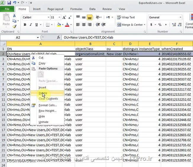جا به جایی User Acount ها از دامینی به دامین دیگر با استفاده از فایل های CSVDE