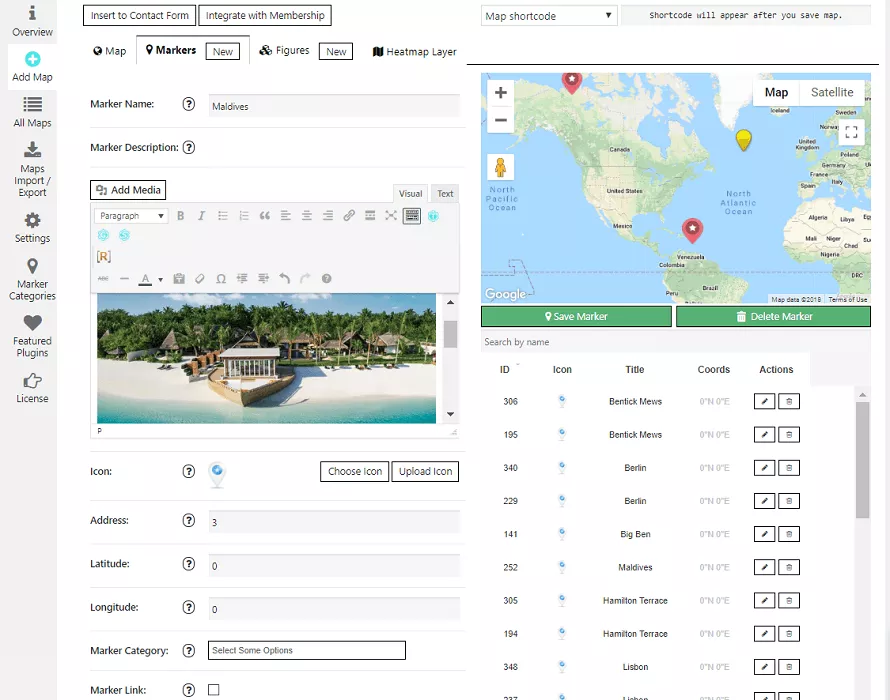 محیط افزونه گوگل مپ