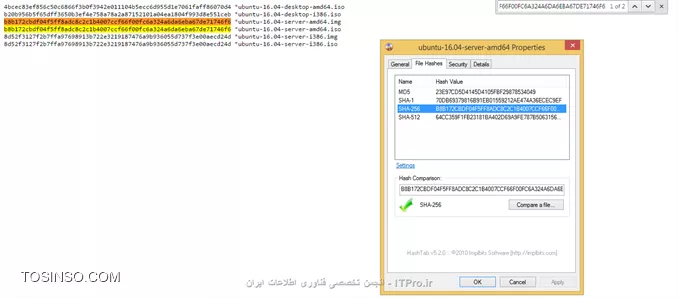 یافتن کد SHA1 یک فایل