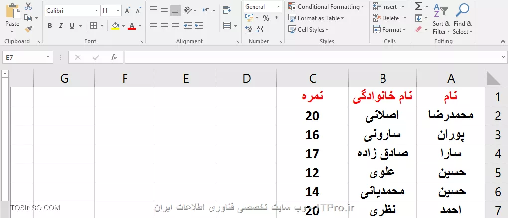 با سلام خدمت همه ITPRO های عزیز و دوستداشتنی ،در ادامه بخش اول مقاله انواع روش های مرتب سازی در اکسل با شما همراه هستیم . در ابتدای اون مقاله گفتیم که یکی از مباحث بسیار کاربردی در مجموعه نرم افزار آفیس قابلیت مرتب سازی یا همان Sort می باشد. این قابلیت در نرم افزار اکسل بسیار پرکاربرد تر و برجسته تر می باشد چون معمولا بحث محاسبات در این نرم افزار صورت می گیرد این ویژگی کمک زیادی به کاربران آن در انجام راحت تر این محاسبات و مرتب سازی آنها می کند. مثلا همین الان کاربران برتر در این وب سایت را در نظر بگیرید که به ترتیب از امتیاز بالا به پایین مرتب شده اند این یک نمونه مرتب سازی نزولی می باشد. ما در این مقاله به بررسی انواع مرتب سازی یا SORT های باقیمانده می پردازیم. 

1- مرتب سازی ستونی (Columns) در اکسل
2- مرتب سازی سطری (Rows) در اکسل 
3 - مرتب سازی صعودی (از A به Z) بر اساس محتویات سلول ها در اکسل
4 -مرتب سازی نزولی (از Z به A) بر اساس محتویات سلول ها در اکسل
*5- مرتب سازی بر اساس یک یا چند ستون یا سطر در اکسل*
*6 - مرتب سازی بر اساس لیست در اکسل*
*7 - مرتب سازی بر اساس رنگ سلول ها در اکسل*
*8 - مرتب سازی بر اساس رنگ فونت محتویات سلول ها در اکسل*
*9 - مرتب سازی بر اساس آیکون های سلول ها در اکسل*

در ادامه با روش پنجم مرتب سازی از لیست بالا  این آموزش رو ادامه می دهیم .

*5- مرتب سازی بر اساس یک یا چند ستون یا سطردر اکسل *
ما در بخش یک این مقاله فقط به مرتب سازی صعودی و نزولی در حد یک ستون یا سطر پرداختیم . اما در واقع اکثر کاربرگ های اکسل شامل اطلاعات در چندین سطر یا ستون می باشد . گاها چون این اطلاعات مرتبط به هم هست ما باید همه آنها را با هم مرتب کنیم و گاهی هم دربین سطرها و ستون های زیادی که شامل اطلاعات هست ما فقط می خواهیم یک سطر یا ستون را مرتب سازی کنیم . ما در این مثال می خواهیم سه ستون را که شامل اطلاعاتی مرتبط بصورت سطری هست را مرتب سازی کنیم. ستونی را که می خواهیم بر اساس آن مرتب سازی را انجام دهیم انتخاب می کنیم که ما در اینجا بر اساس ستون نام خانوادگی اینکار را انجام می دهیم. سپس روی یکی از گزینه های مرتب سازی صعودی و یا نزولی کلیلک می نماییم.

||http://tosinso.com/files/get/7bde2ba1-6da1-46b8-99bc-434aa0d2b569||

با کلیلک کردن روی گزینه مرتب سازی صعودی پنجره کوچکی ظاهر می شود به شکل زیر 

||http://tosinso.com/files/get/9ac53e38-df3e-44ac-8a6e-6dbb88bacef0||

که شامل دو گزینه می باشد .گزینه اول Expand The Selection به این معنی که تمام ستون های مجاور هم به همراه محدوده انتخابی مرتب سازی می شوند.

||http://tosinso.com/files/get/d27cb965-ce51-4500-8044-9942dd39e686||

گزینه دوم Continue with The Current Selection به این معنی که فقط محدوده انتخابی مرتب سازی می شود.

||http://tosinso.com/files/get/a3c5963c-c34b-4054-9ae2-f5b6734a4665||

||http://tosinso.com/files/get/be9405c9-3bfd-422d-a2fc-08a10fa9b0ee||

در تصویر زیر مشاهده می کنید که فقط ستون نام خانوادگی مرتب سازی شده است و اطلاعات دو ستون دیگر تغییری نکرده است . با توجه به اینکه معمولا یک کاربرگ اکسل شامل سطرهایی از اطلاعات مربوط به یک موضوع خاص می باشد ، معمولا در انجام این نوع مرتب سازی دقت لازم را داشته باشید که باعث بهم ریختگی اطلاعات شما نشود .

||http://tosinso.com/files/get/c818c6fb-8770-4947-bb13-c58dfa13a5c5||

روش مرتب سازی برای سطرها هم همانند روش بالا نیز می باشد .یک نکته قابل توجه در این روش این هست که گاها شما در هنگام مرتب سازی بر اساس یک ستون ممکن است به موارد مساوی در آن بخش برخورد کنید در اینجا شما می توانید ملاک مرتب سازی در آن ستون را بر اساس ستون های دیگر مشخص کنید .در مثال زیر ما مرتب سازی را براساس ستون نام بصورت صعودی انجام می دهیم اما با دو نام یکسان روبرو می شویم و ملاک مرتب سازی را برای این موارد ستون نام خانوادگی انتخاب می کنیم و در آن نوع مرتب سازی را روی نزولی قرار می دهیم .

||http://tosinso.com/files/get/f7e41b00-91f8-49fc-a747-9b72a4c13124||

||http://tosinso.com/files/get/db640466-2f1c-4c1e-86bf-3e1e8164489d||

با استفاده از گزینه Add Level در تصویر زیر یک مرحله دیگر جهت مرتب سازی اضافه می کنیم و آن را روی ستون نام خانوادگی و از بزرگ به کوچک تنظیم می نماییم.

||http://tosinso.com/files/get/8db87dbc-fa6d-4765-8600-20dabc52568b||

در تصور زیر مشاهده می کنید که به نسبت قبل از مرتب سازی دو نام خانوادگی که اسامی یکسانی داشتند جابجا شده اند .

||http://tosinso.com/files/get/b34a0ee1-d56f-4244-8de5-6d29e8943607||

*6 - مرتب سازی بر اساس لیست در اکسل*
بعضی مواقع می توانیم مرتب سازی را براساس لیست هاانجام دهیم . مثلا روزها و ماه ها ی لاتین بصورت پیش فرض در لیست های اکسل موجود می باشند چنانچه شما لیست خاصی مد نظرتان هست می توانید آن را بسازید و بر اساس آن مرتب سازی را انجام نمایید .ابتدا محدوده مورد نظر جهت مرتب سازی را انتخاب نمایید در کادر Sort در قسمت Order گزینه Custom List را انتخاب نمایید و گزینه New List را انتخاب و لیست مورد نظرتان را به ترتیب وارد نمایید و سپس گزینه Add را انتخاب تا به لیست های پیش فرض اکسل اضافه گردد.

||http://tosinso.com/files/get/44777d33-e132-4633-8f7a-0b1524f75f30||

||http://tosinso.com/files/get/ce2dfb62-a672-4161-b8cd-6947686593d5||

مرتب سازی بر اساس لیست ساخته شده  را در تصور زیر مشاهده می کنید.

||http://tosinso.com/files/get/42621836-7fe7-4d47-b2c4-9a5411516da2||

*7 - مرتب سازی بر اساس رنگ سلول ها در اکسل*
یکی از روش های جالب مرتب سازی بر اساس *رنگ سلول ها* می باشد. برای انجام اینکار محدوده مورد نظر را انتخاب و در کادر SORT به تعداد مورد نیاز روی گزینه Add Level کلیلک می نماییم و در بخش SORT ON گزینه Cell color را انتخاب می نماییم  و در بخش Order  نوع چینش ترکیب رنگ را برای سطرهای مختلف انتخاب می نماییم.

||http://tosinso.com/files/get/a44e4179-ea16-4efc-9af6-2fdd17e7d4cf||

||http://tosinso.com/files/get/6e2d3f9a-bc5c-4830-a05d-190b3bcb7362||

مرتب سازی بر اساس چینش مشخص شده را در تصویر زیربر اساس رنگ سلول ها  مشاهده می نمایید.

||http://tosinso.com/files/get/94f532c8-285f-4d4a-a56f-7ad440dffc27||

*8 - مرتب سازی بر اساس رنگ فونت محتویات سلول ها در اکسل*
 روش متفاوتی دیگر جهت مرتب سازی سلول ها در اکسل که بر اساس *رنگ فونت محتویات سلول ها* انجام می گیردو برای انجام اینکار محدوده مورد نظر را انتخاب و در کادر SORT به تعداد مورد نیاز روی گزینه Add Level کلیلک می نماییم و در بخش SORT ON گزینه font color را انتخاب می نماییم  و در بخش Order  نوع چینش ترکیب رنگ را برای سطرهای مختلف انتخاب می نماییم.

||http://tosinso.com/files/get/9a494c22-2354-4381-892a-66665f958c53||

||http://tosinso.com/files/get/a7d6656c-5dae-4a04-adde-1880c6f8b39a||

مرتب سازی بر اساس چینش مشخص شده را در تصویر زیر بر اساس رنگ فونت ها  مشاهده می نمایید.

||http://tosinso.com/files/get/136aea32-1905-4877-a6b5-e9ae68aabedd||

*9 - مرتب سازی بر اساس آیکون های سلول ها در اکسل*
و باز هم روش جالب دیگر جهت مرتب سازی سلول ها در اکسل که بر اساس *آیکون های موجود در سلول ها* انجام می گیرد جهت استفاده از این آیکون ها بایدبه بخش Conditional Formatting  و گزینه Sets Icon مراجعه نمایید. جهت اطلاع از کاربرد های دقیق این بخش به مقاله زیر مراجعه نمایید.
|ویژگی های جالب Conditional Formatting در نرم افزار اکسل (Excel)::https://tosinso.com/articles/42797/Conditional-Formatting-%da%86%db%8c%d8%b3%d8%aa%d8%9f-%d9%85%d8%b9%d8%b1%d9%81%db%8c-%d9%82%d8%a7%d8%a8%d9%84%db%8c%d8%aa-%d9%82%d8%a7%d9%84%d8%a8-%d8%a8%d9%86%d8%af%db%8c-%d8%b4%d8%b1%d8%b7%db%8c-%d8%af%d8%b1-%d8%a7%da%a9%d8%b3%d9%84(excel)|
||http://tosinso.com/files/get/80665d9d-628b-43e0-a733-6c56dd6b4007||

و برای انجام اینکار محدوده مورد نظر را انتخاب و در کادر SORT به تعداد مورد نیاز روی گزینه Add Level کلیلک می نماییم و در بخش SORT ON گزینه Cell Icon را انتخاب می نماییم  و در بخش Order  نوع چینش آیکون ها را برای سطرهای مختلف انتخاب می نماییم.

||http://tosinso.com/files/get/7b98f5a0-c2f1-4588-8a04-148fc0ff6700||

مرتب سازی بر اساس چینش مشخص شده را در تصویر زیر بر اساس آیکون ها مشاهده می نمایید.

||http://tosinso.com/files/get/45a82ce4-0b9c-4cce-95db-52d70bfb0667||

امیدوارم که مفید واقع شده باشد.

نویسنده : احمد نظری
منبع : |جزیره مبانی کامپیوتر و مهارت های هفتگانه وب سایت توسینسو::https://tosinso.com/icdl|
هرگونه نشر و کپی برداری بدون ذکر منبع و نام نویسنده دارای اشکال اخلاقی می باشد.  