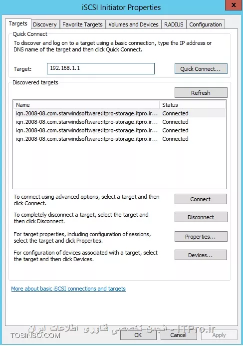 آموزش استفاده از iSCSI Initiator و استفاده از SAN Storage