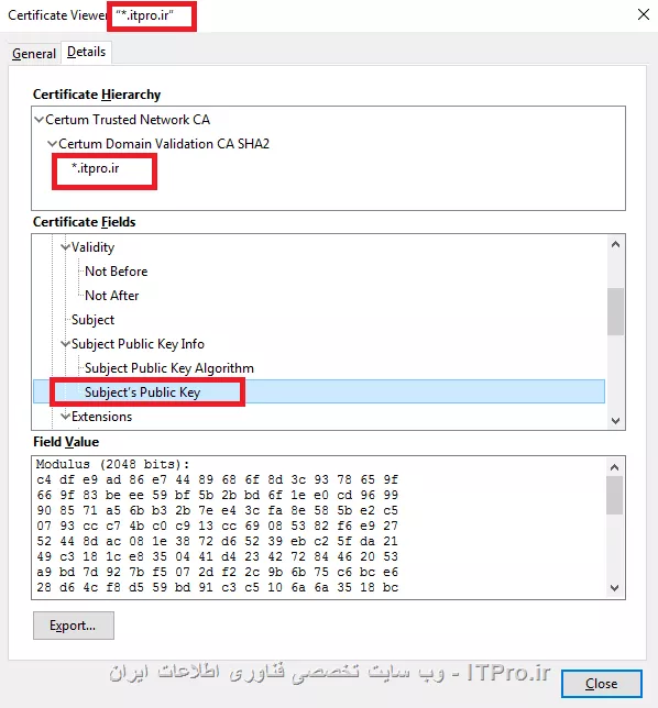 بله ، مسیر همونه ، اما اگر دقیقا برای itpro رو میخواید ، روی علامت قفل کنار url سایت بزنید و certificate رو بزنید ، میتونید ببینید 
||https://security.tosinso.com/files/get/d4e6b600-1669-42d8-8789-4d19eb3b38e3||
