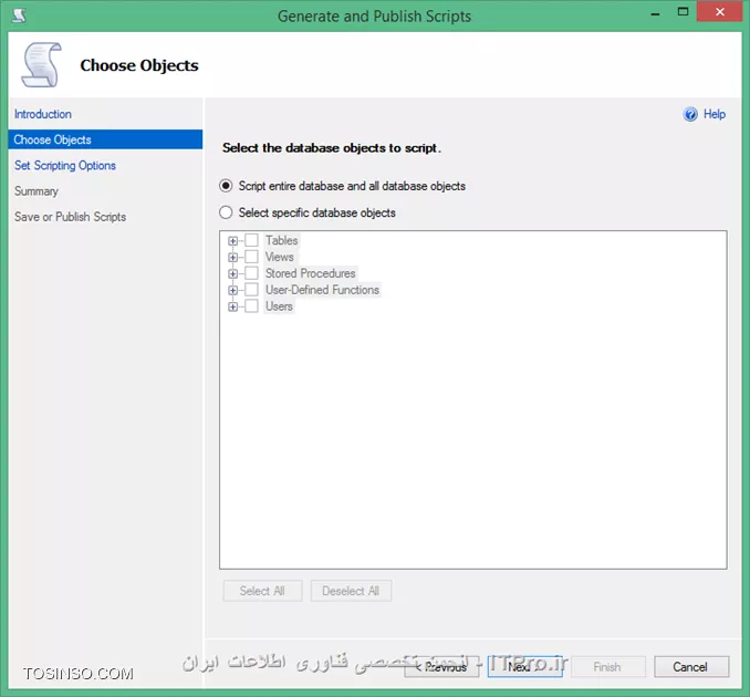 دوست عزیز، شما به دو صورت می تونید بانک رو انتقال بدید، یکی تهیه کپی پشتیبان از بانک و Restore کردن آن روی مقصد هست. پیشنهاد می کنم مقالات دوست خوبم مهندس نصیری را در این باره مطالعه کنید:

# |Backup گیری از SQL Server : معرفی انواع Backup در SQL Server::https://tosinso.com/articles/6038/%d8%a7%d9%86%d9%88%d8%a7%d8%b9-%d8%b1%d9%88%d8%b4-%d9%87%d8%a7%db%8c-%d8%aa%d9%87%db%8c%d9%87-%d9%be%d8%b4%d8%aa%db%8c%d8%a8%d8%a7%d9%86-%d8%a7%d8%b2-SQL-Server-plus-%d8%a7%d9%86%d9%88%d8%a7%d8%b9-Recovery-Model|
# |Backup گیری از SQL Server : معرفی انواع Recovery Model در SQL سرور::https://tosinso.com/articles/6038/%d8%a7%d9%86%d9%88%d8%a7%d8%b9-%d8%b1%d9%88%d8%b4-%d9%87%d8%a7%db%8c-%d8%aa%d9%87%db%8c%d9%87-%d9%be%d8%b4%d8%aa%db%8c%d8%a8%d8%a7%d9%86-%d8%a7%d8%b2-SQL-Server-plus-%d8%a7%d9%86%d9%88%d8%a7%d8%b9-Recovery-Model|

حالت دیگه ایجاد Script از روی بانک به همراه اطلاعات اون هست. برای اینکار، ابتدا بر روی بانک مورد نظر راست کلیک کنید و از قسمت Tasks گزینه Generate Scripts و انتخاب کنید:

||http://dba.tosinso.com/files/get/fa029f2c-21a4-4487-b548-54c54b8d47ae||

بعد از اینکار از پنجره باز شده میتونید گزینه Script entire database and all database objects را برای اسکریپت کردن کل بانک و یا Select specific database objects برای انتخاب کردن موارد دلخواه را انتخاب کنید:

||http://dba.tosinso.com/files/get/d61adc0a-0849-4067-9e2b-a1c52fb92e28||

با کلیک بر روی Next از پنجره باز شده روی دکمه Advance کلیک کرده و از لیست گزینه Types of data to script رو روی Schema and Data قرار بدید و روی دکمه Ok کلیک کنید:

||http://dba.tosinso.com/files/get/4a2541a5-8c42-444d-8984-13e02f3e4fb2||

||http://dba.tosinso.com/files/get/fd6f82c6-1639-41ce-954b-f54d2d8764a3||

در نهایت بر اساس نیازتون یکی از گزینه های Save to file یا Save to clipboard و یا Save to new query window رو انتخاب کنید و روی دکمه Next کلیک کنید و در پنجره بعدی هم روی Next کلیک کنید. با این کار Script شما برای ایجاد بانک به همراه داده ها ایجاد خواهد شد که با اجرای این Script رو کامپیوتر بانک شما ایجاد میشه. از این روش بیشتر برای انتقال اطلاعات از نسخه های جدیدتر SQL به نسخه های قدیمی تر استفاده میشه.

البته موارد دیگه ای هم مثل Copy Database وجود داره که همین دو تا مورد ذکر شده کار شما رو راه میندازه.