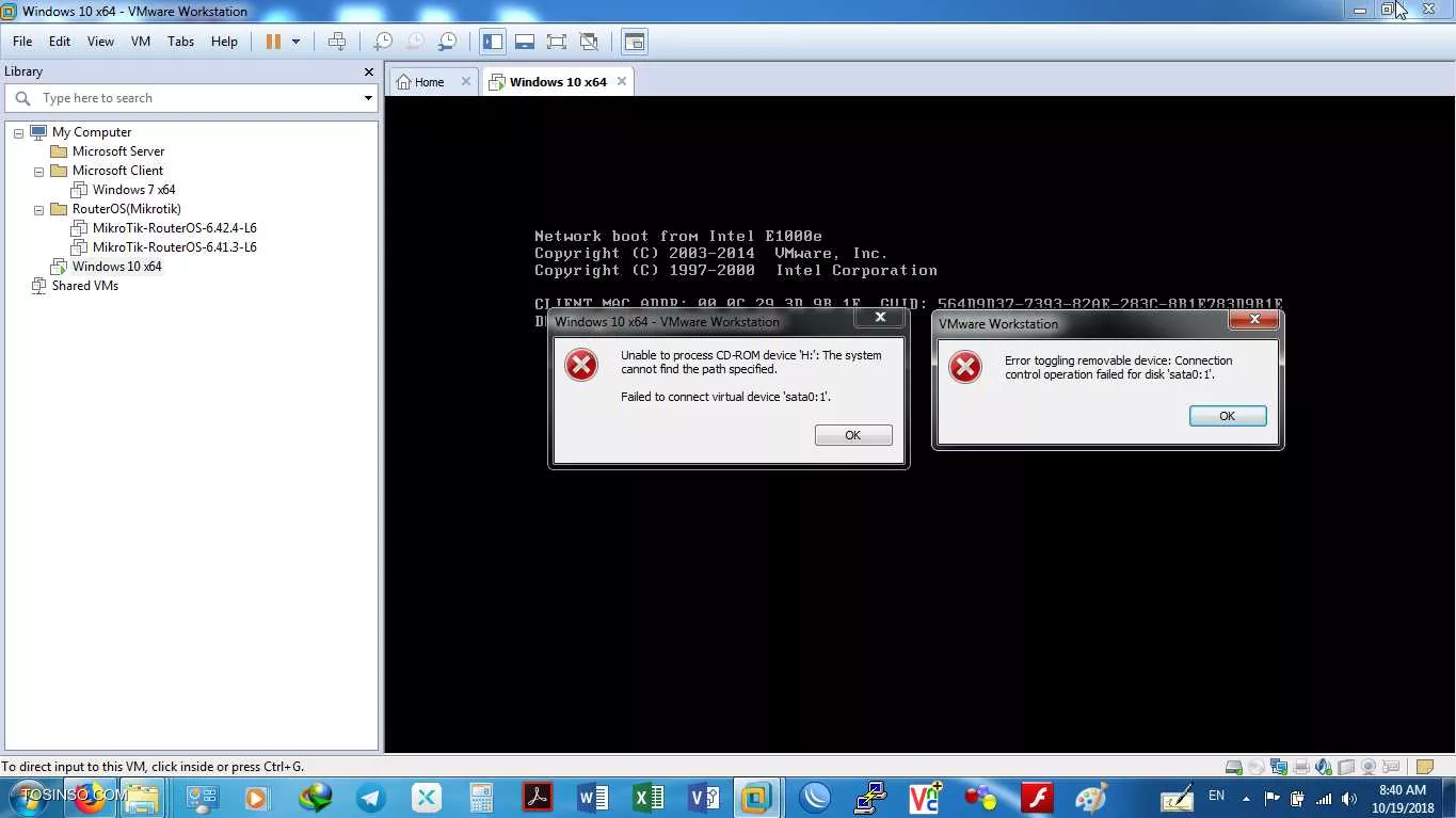 سلام خدمت دوستان عزیز 
من با نرم افزار VM workstation به مشکل بر خوردم وقتی میخوام این ماشین رو راه اندازی کنم و از طریق CD/DVD-ROM لپ تاپ سیستم عامل رو نصب کنم  این ارور رو میده
||https://tosinso.com/files/get/d69d2e15-91a5-4e91-a8dd-85a5f938674f||
کسی از دوستان تا الان به همچین مشکلی برخورده و این مشکل رو برطرف کرده.
از دوستان و استاتید سایت درخواست دارم که کمک کنند.
