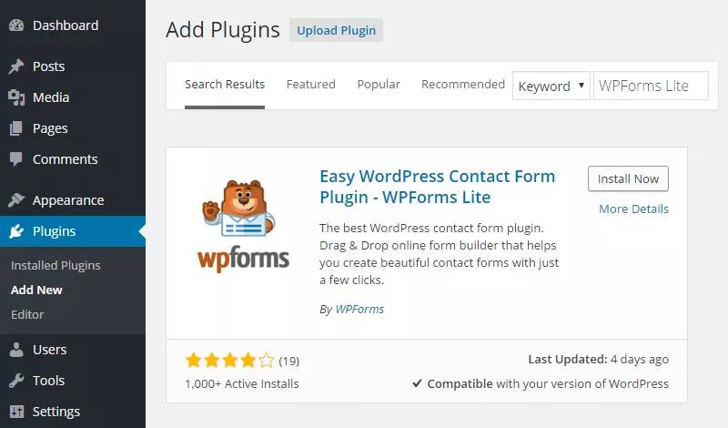افزونه WPForms در وردپرس