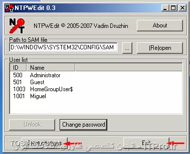 Reset password windows