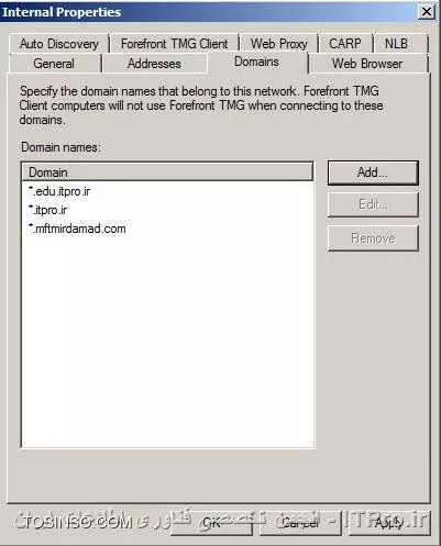 کاربرد تب Domains در تنظیمات فایروال TMG 2010 