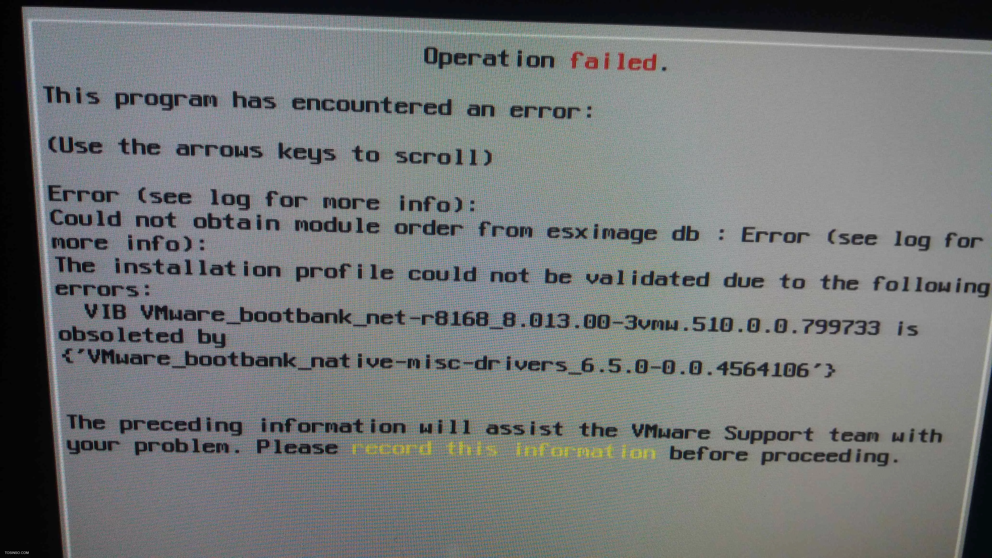 با سلام
در هنگام نصب ESXI 6.5 از روی فلش Error زیر رو میده
کسی راه حلی نداره

||https://tosinso.com/files/get/d86d78ed-d4cd-408a-af8a-e9049cdbf4a9||